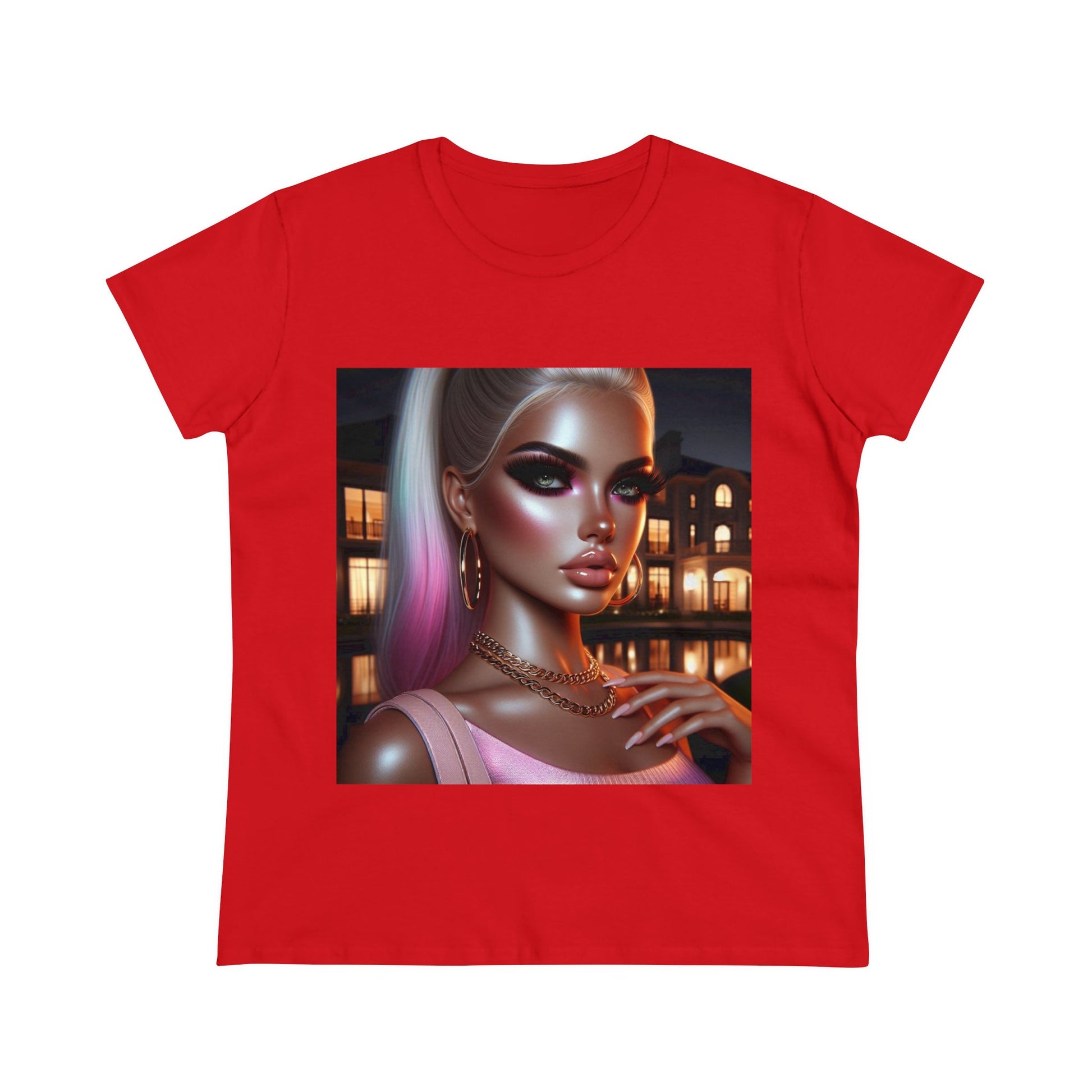 Pink at Night T-Shirt T-Shirt Printify Red S