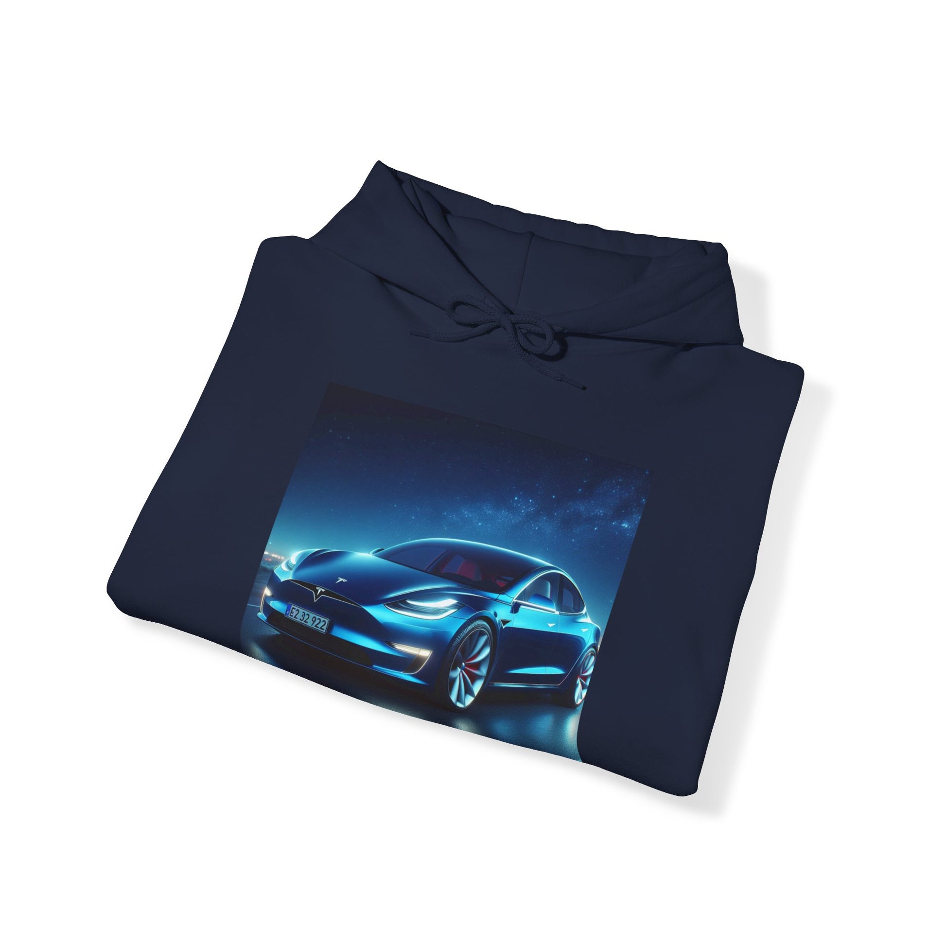 Blue Tesla Hoodie Hoodie Printify