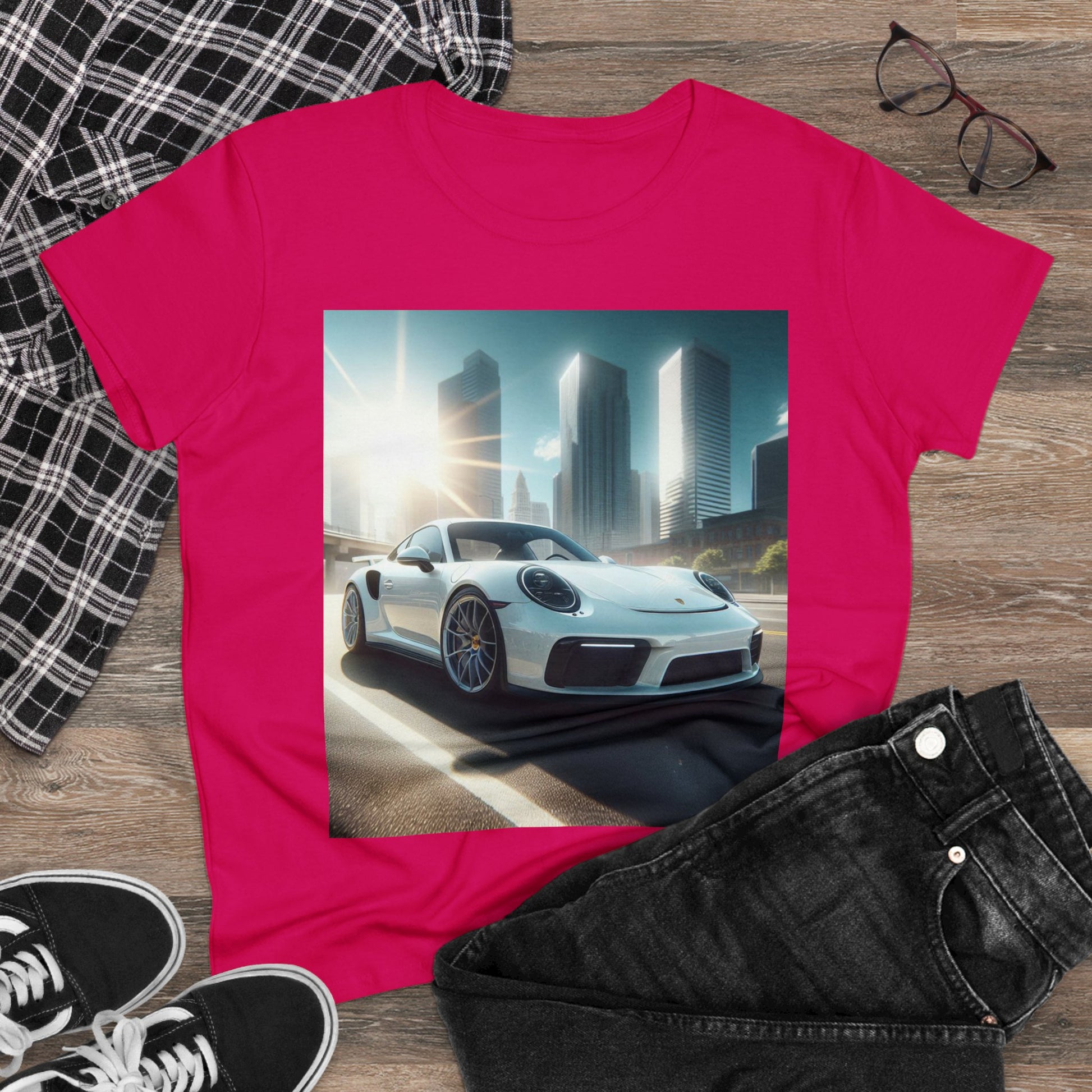 White Porsche T-Shirt T-Shirt Printify