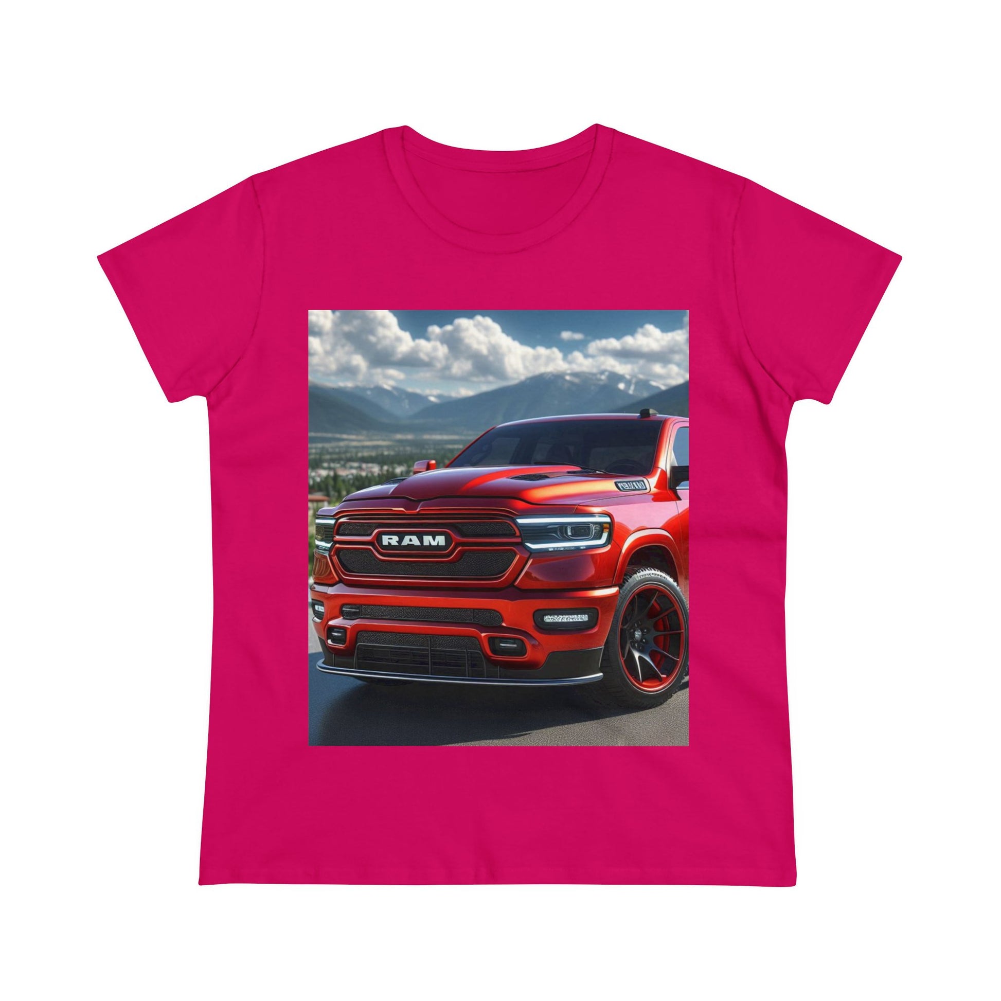 Red Dodge Ram T-Shirrt T-Shirt Printify Heliconia S