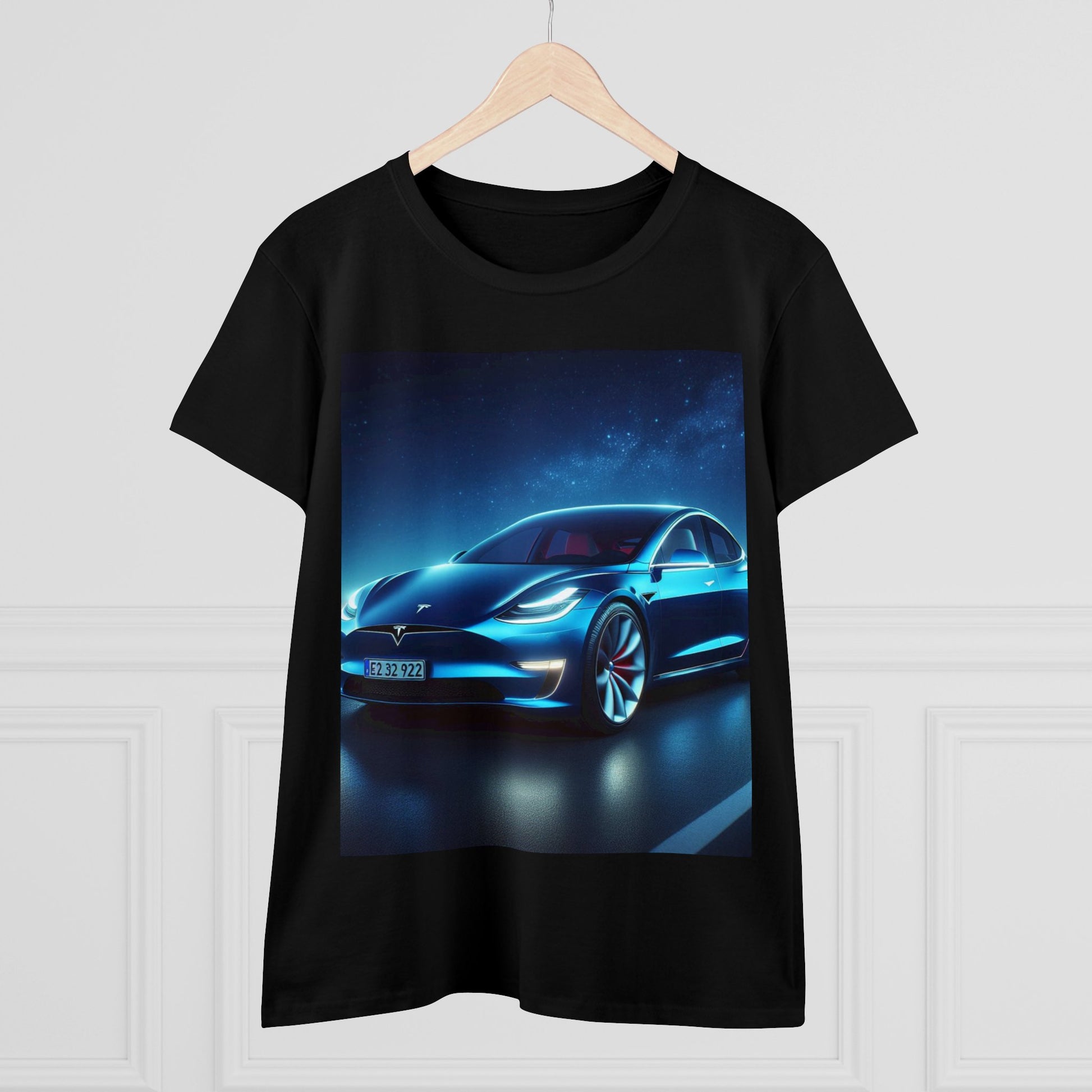 Blue Tesla T-Shirt T-Shirt Printify