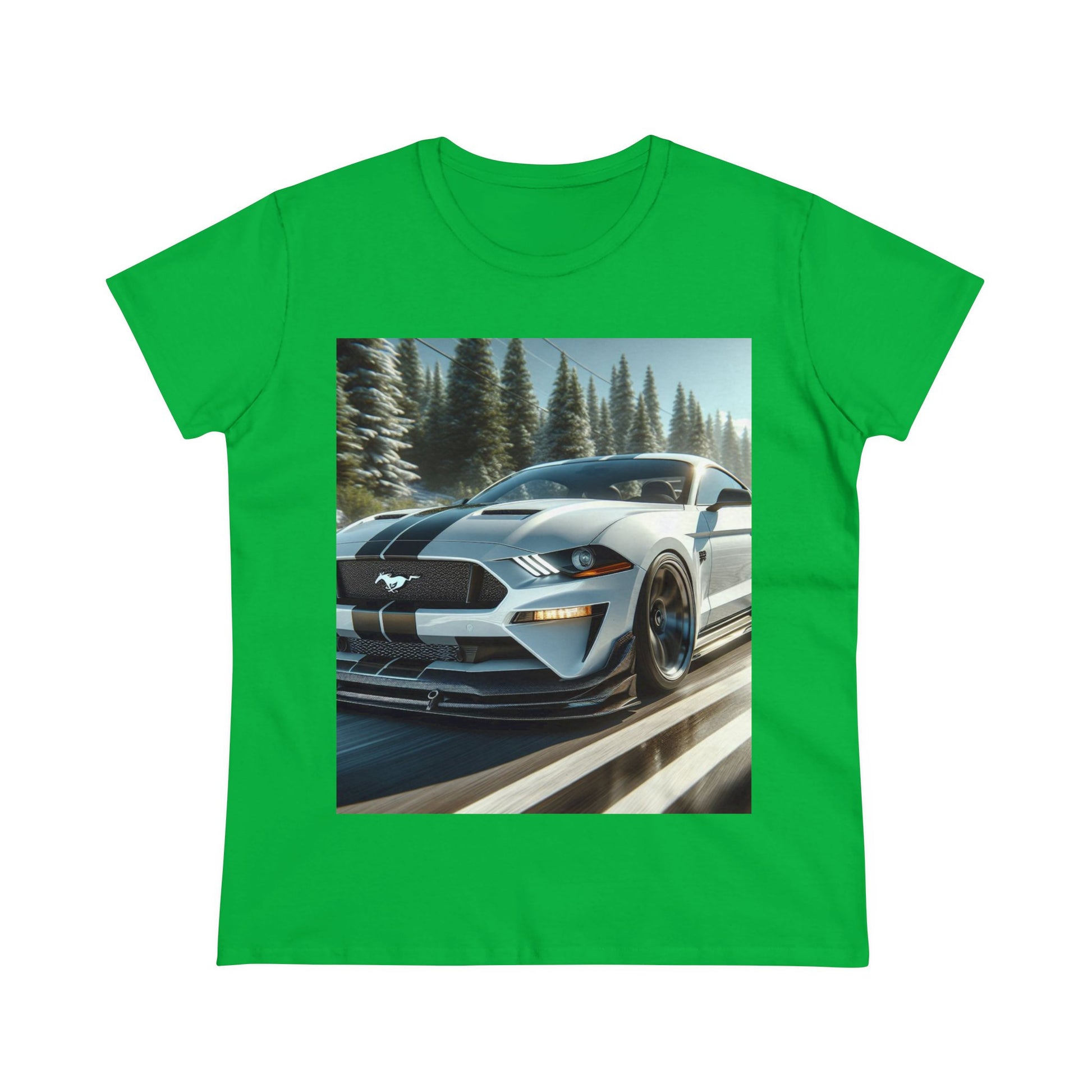 White Mustang T-Shirt T-Shirt Printify Irish Green S