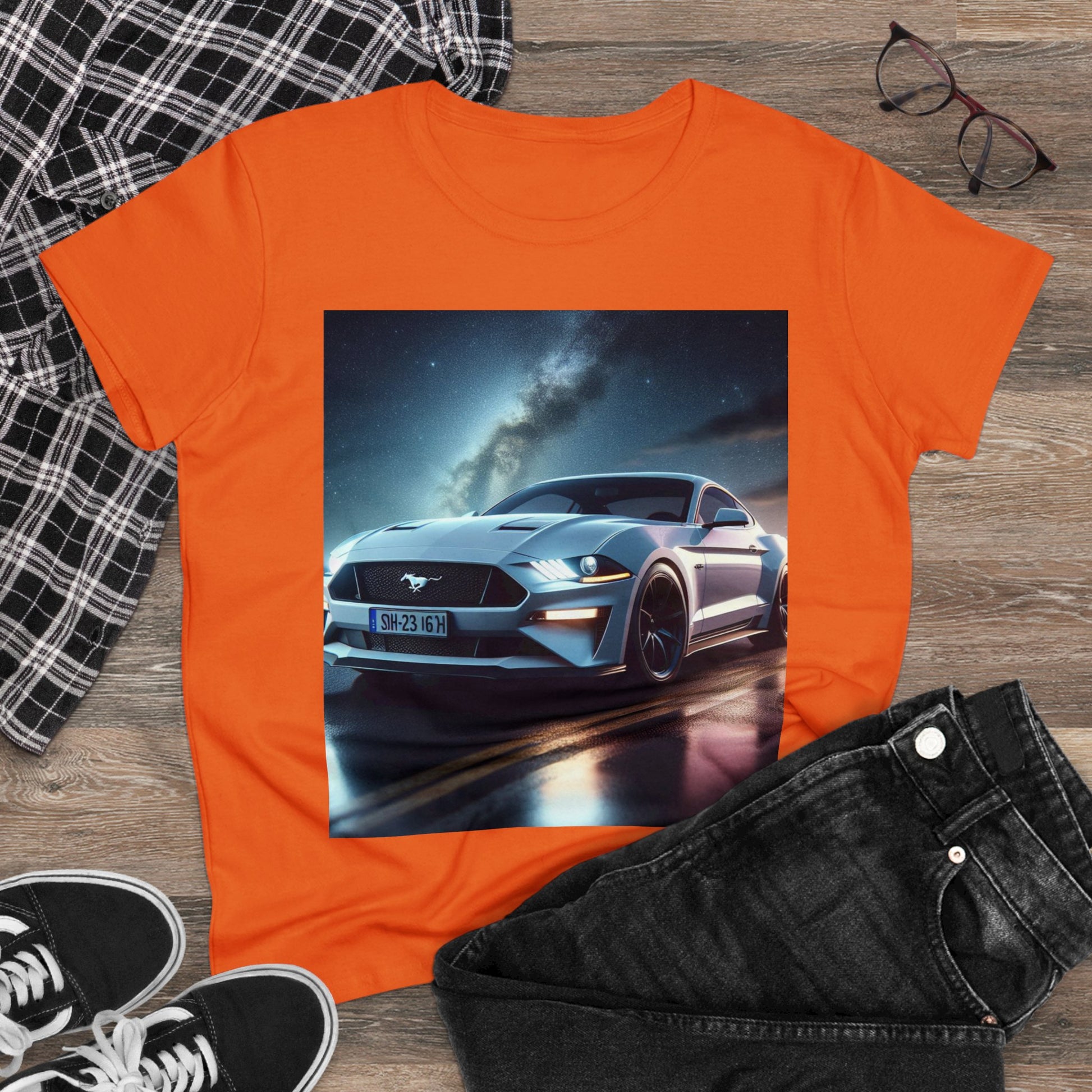 White Mustang T-Shirt T-Shirt Printify