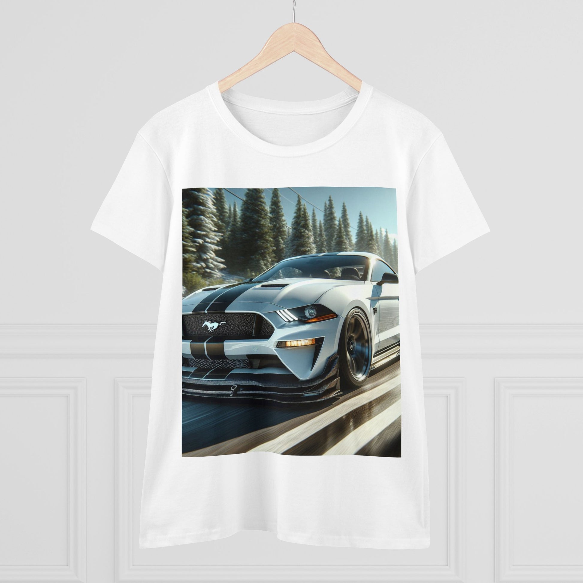 White Mustang T-Shirt T-Shirt Printify