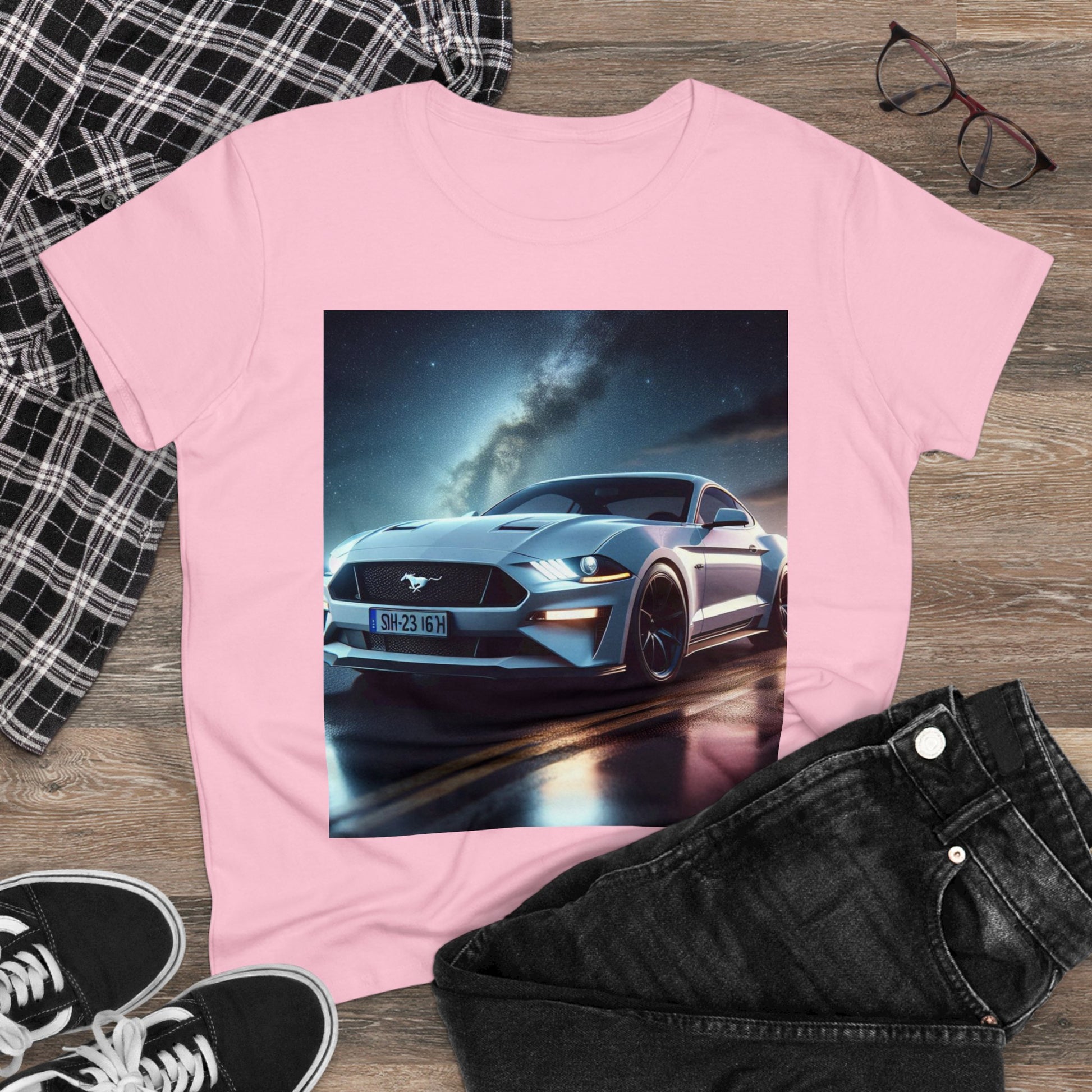 White Mustang T-Shirt T-Shirt Printify