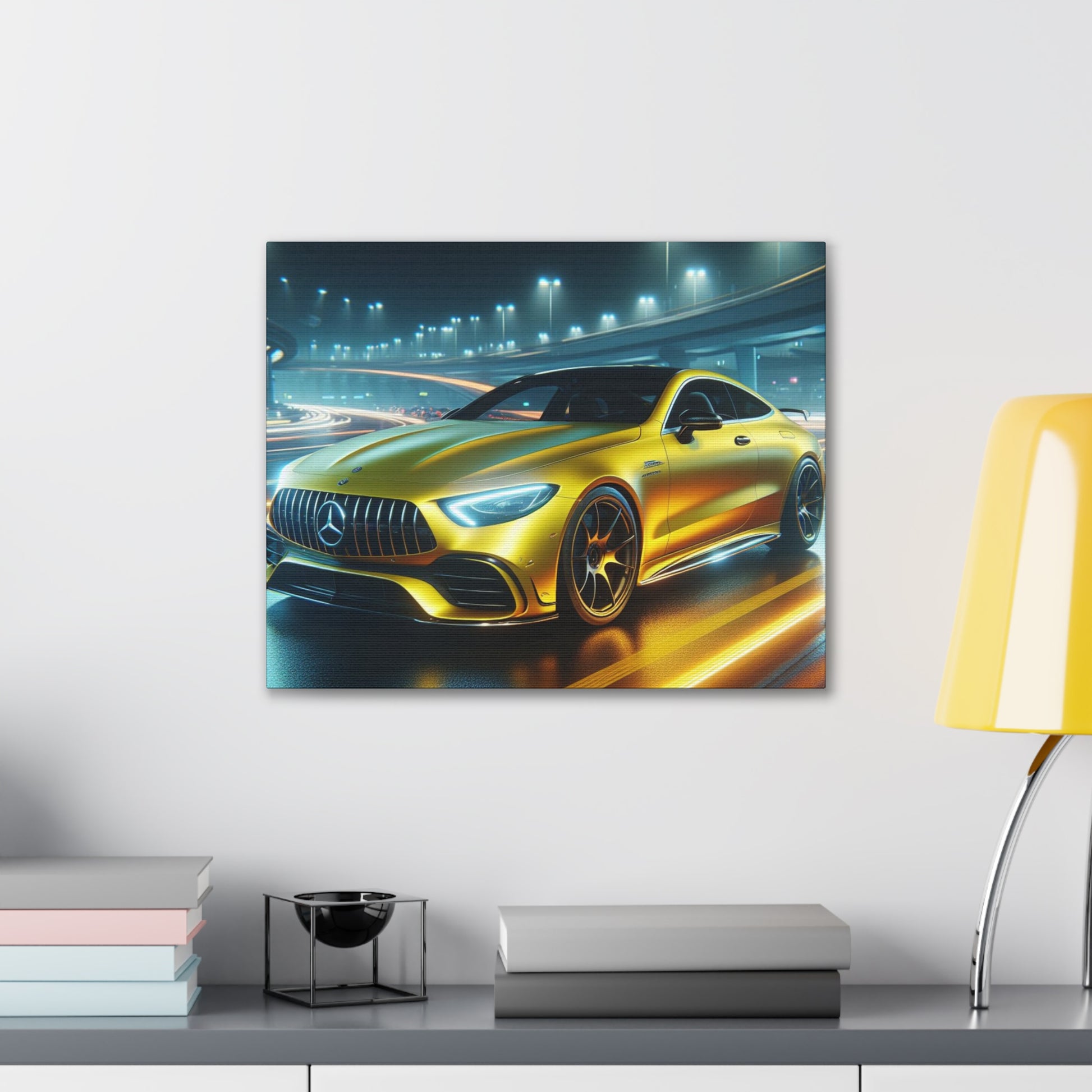 Yellow Mercedes Canvas Canvas Printify 20″ x 16″ (Horizontal) 0.75''