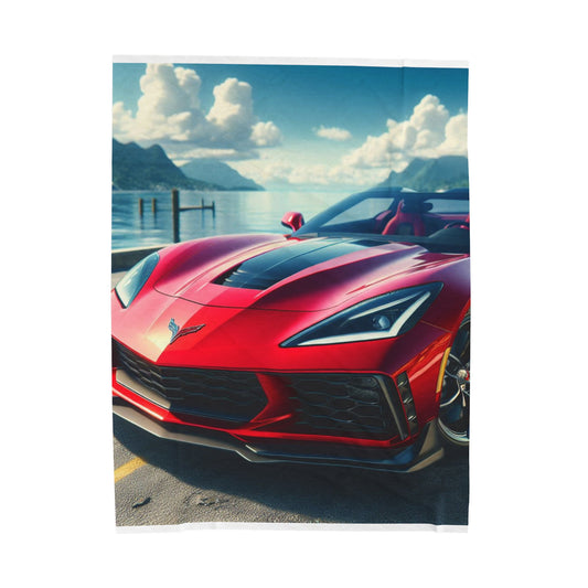 Red Corvette Plush Blanket Blanket Printify 60" × 80"