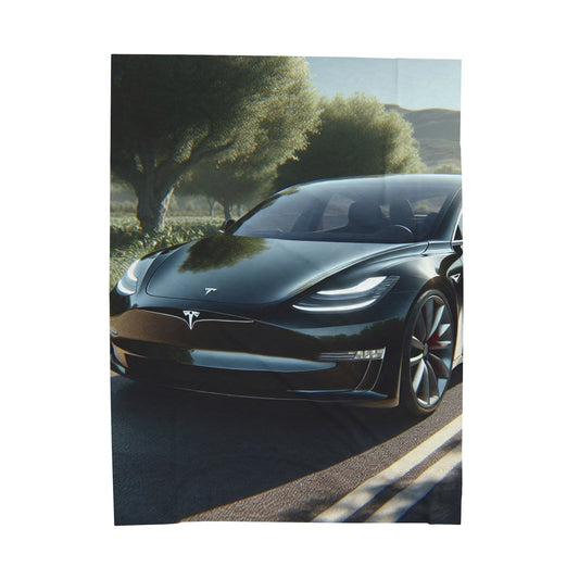 Black Tesla Plush Blanket All Over Prints Printify 60" × 80"