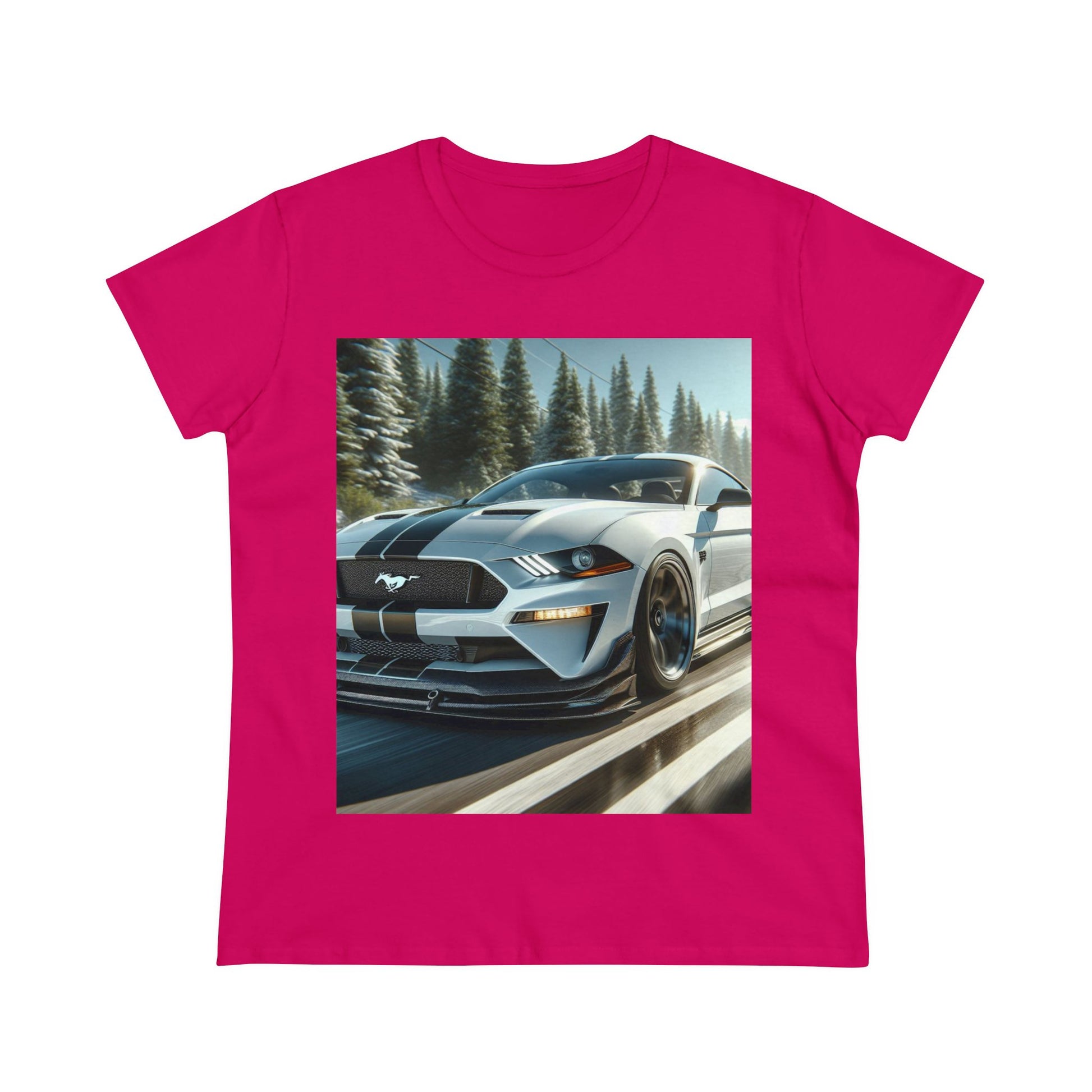 White Mustang T-Shirt T-Shirt Printify Heliconia S