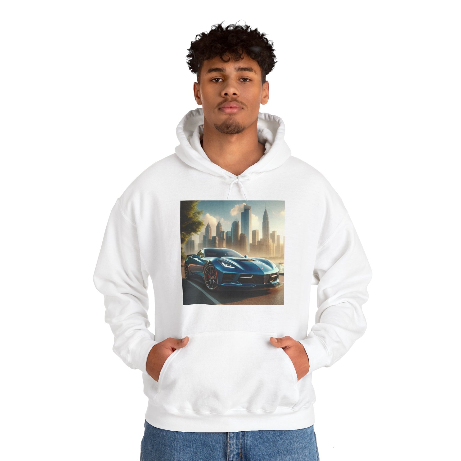 Blue Corvette Hoodie Hoodie Printify