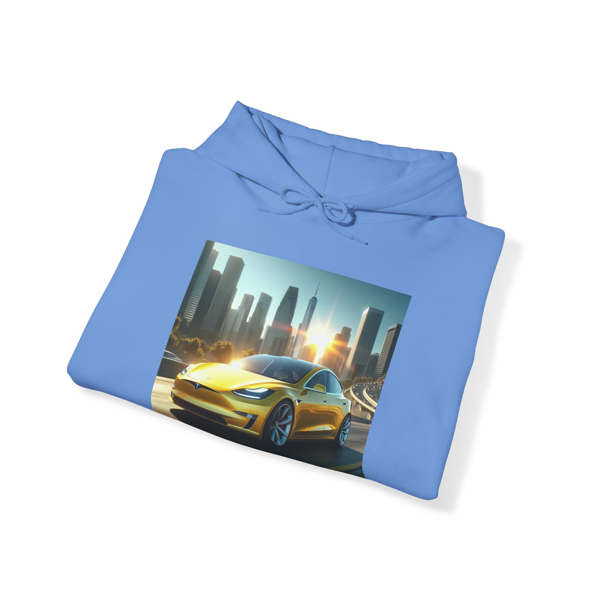 Yellow Tesla Hoodie Hoodie Printify