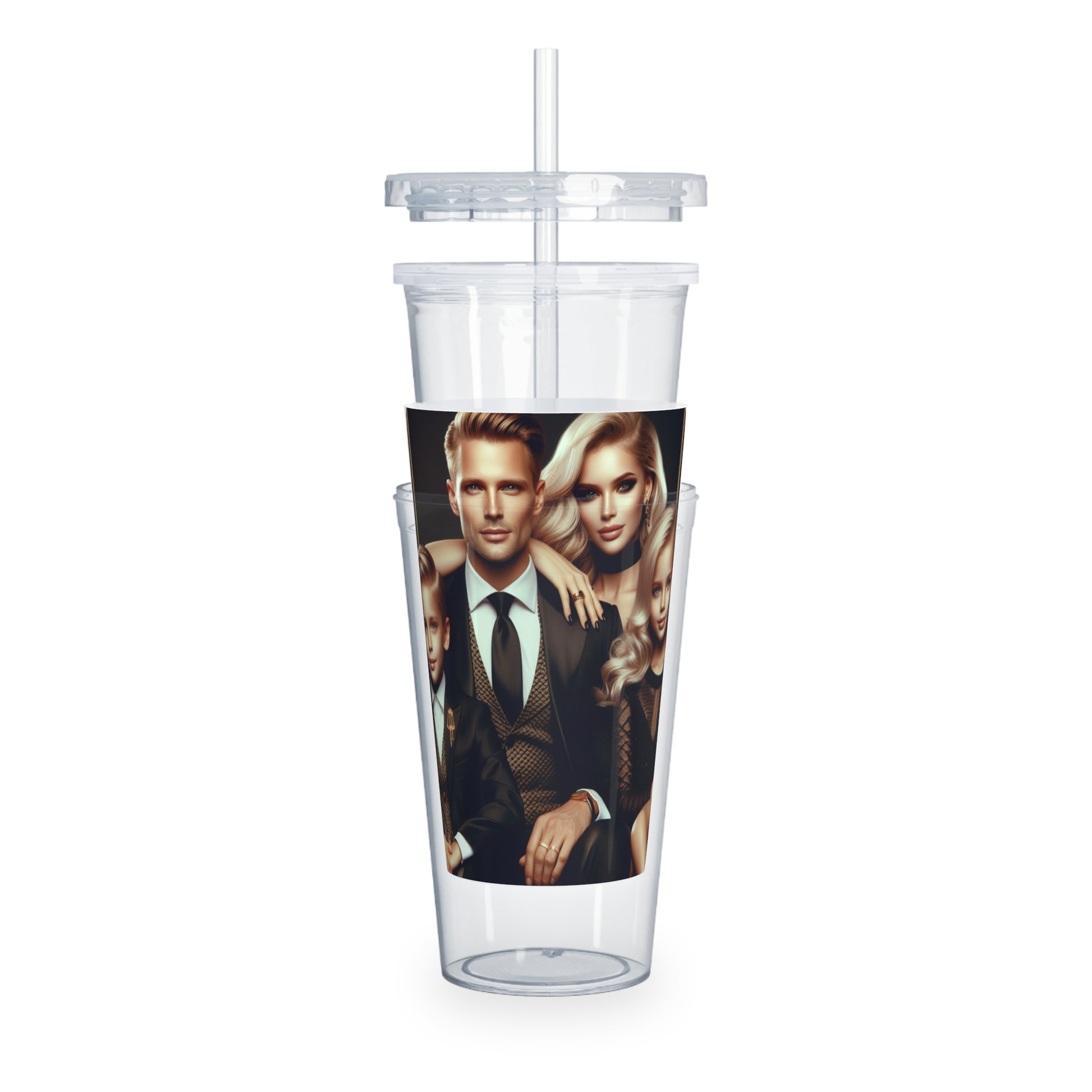 Family Portrait Tumbler with Straw Mug Printify