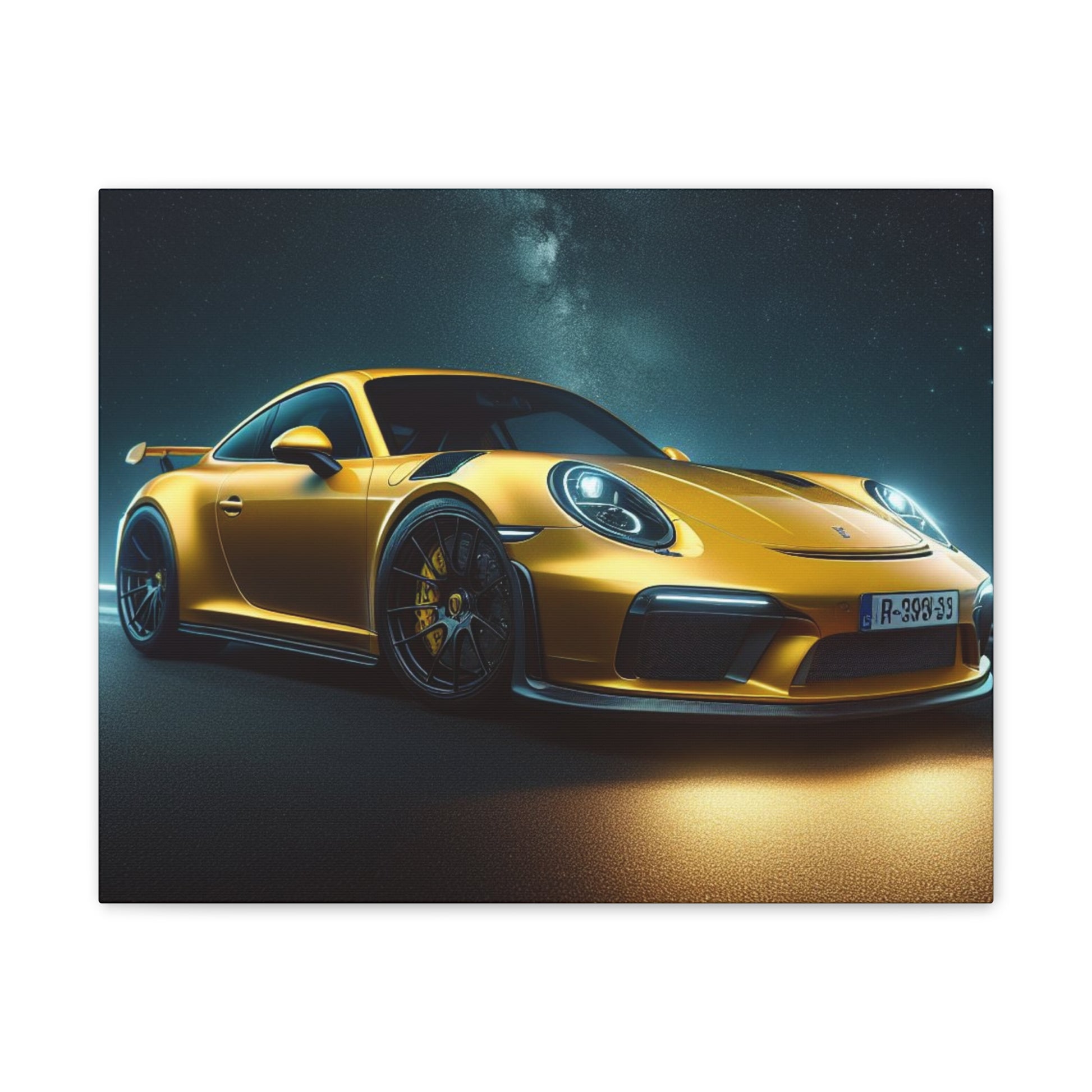 Yellow Porsche Canvas Canvas Printify