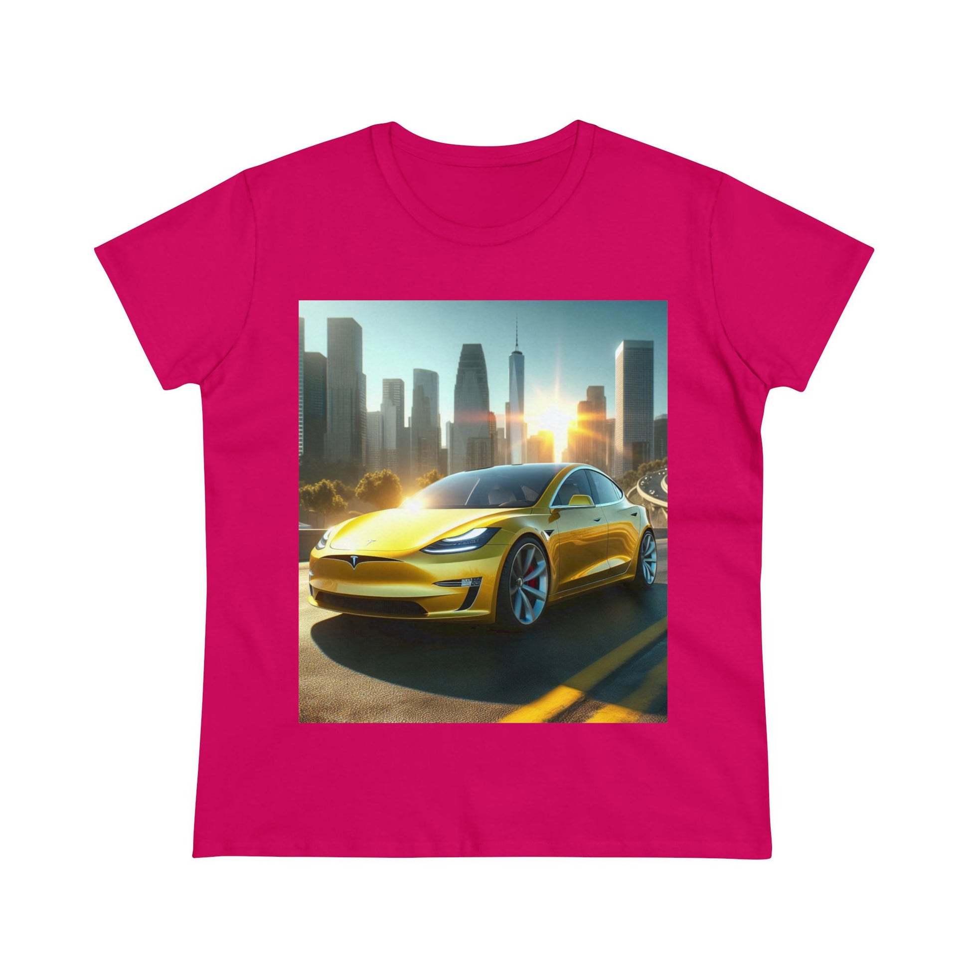 Yellow Tesla T-Shirt T-Shirt Printify Heliconia S