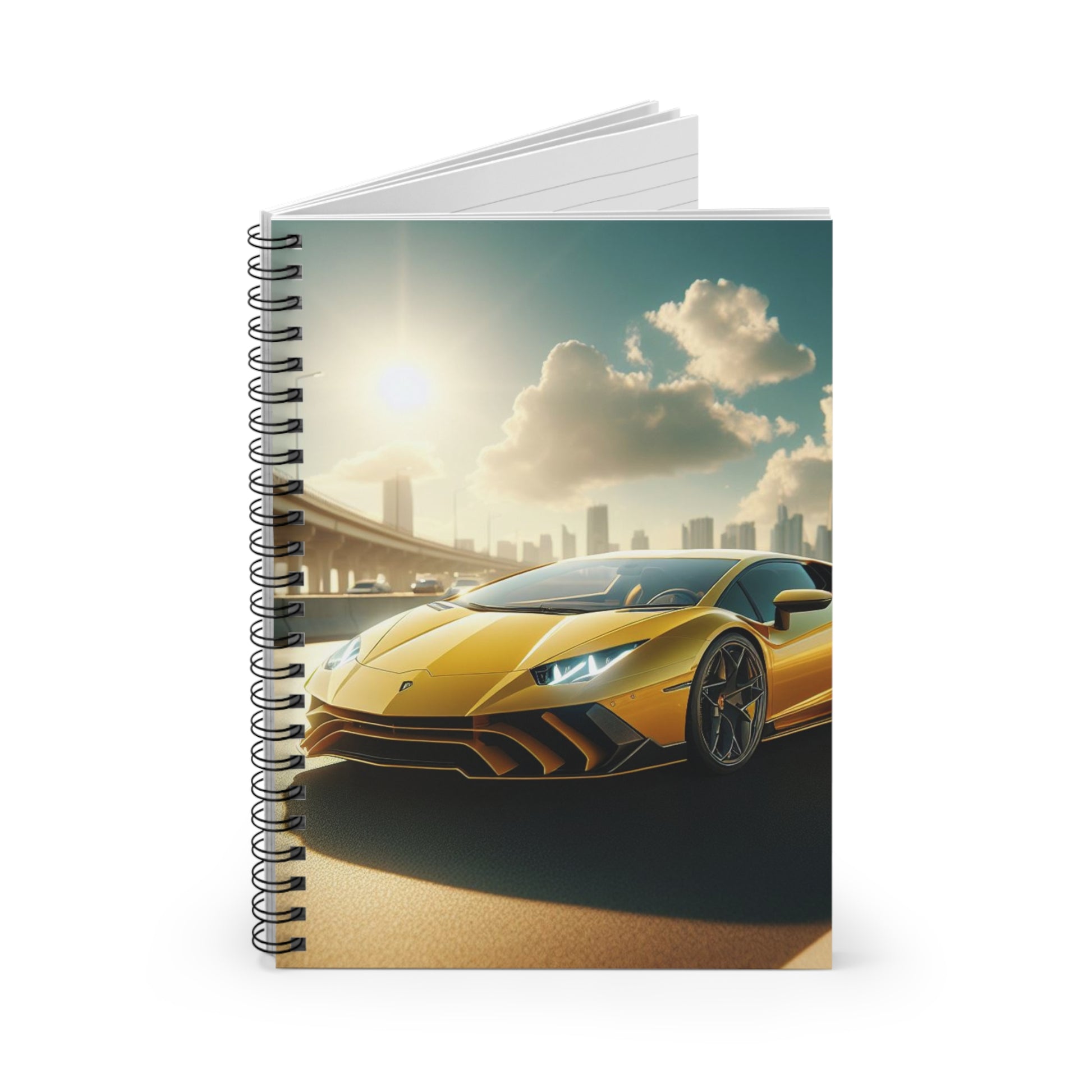 Yellow Lamborghini Spiral Notebook Paper products Printify