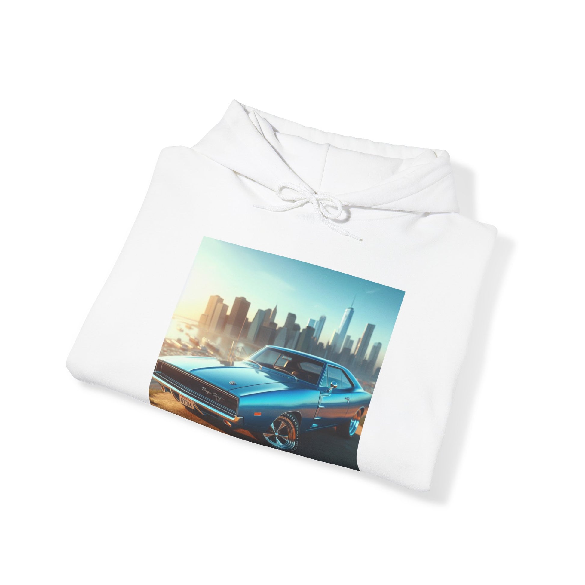 1970 Blue Dodge Charger Hoodie Hoodie Printify