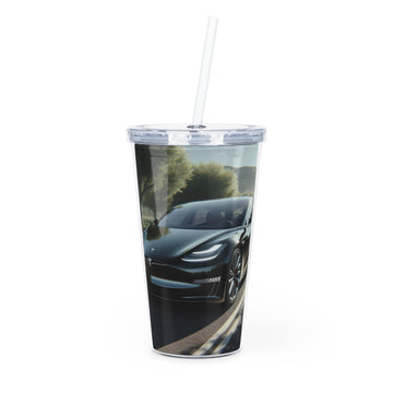 Black Tesla Tumbler with Straw Mug Printify 20oz Transparent