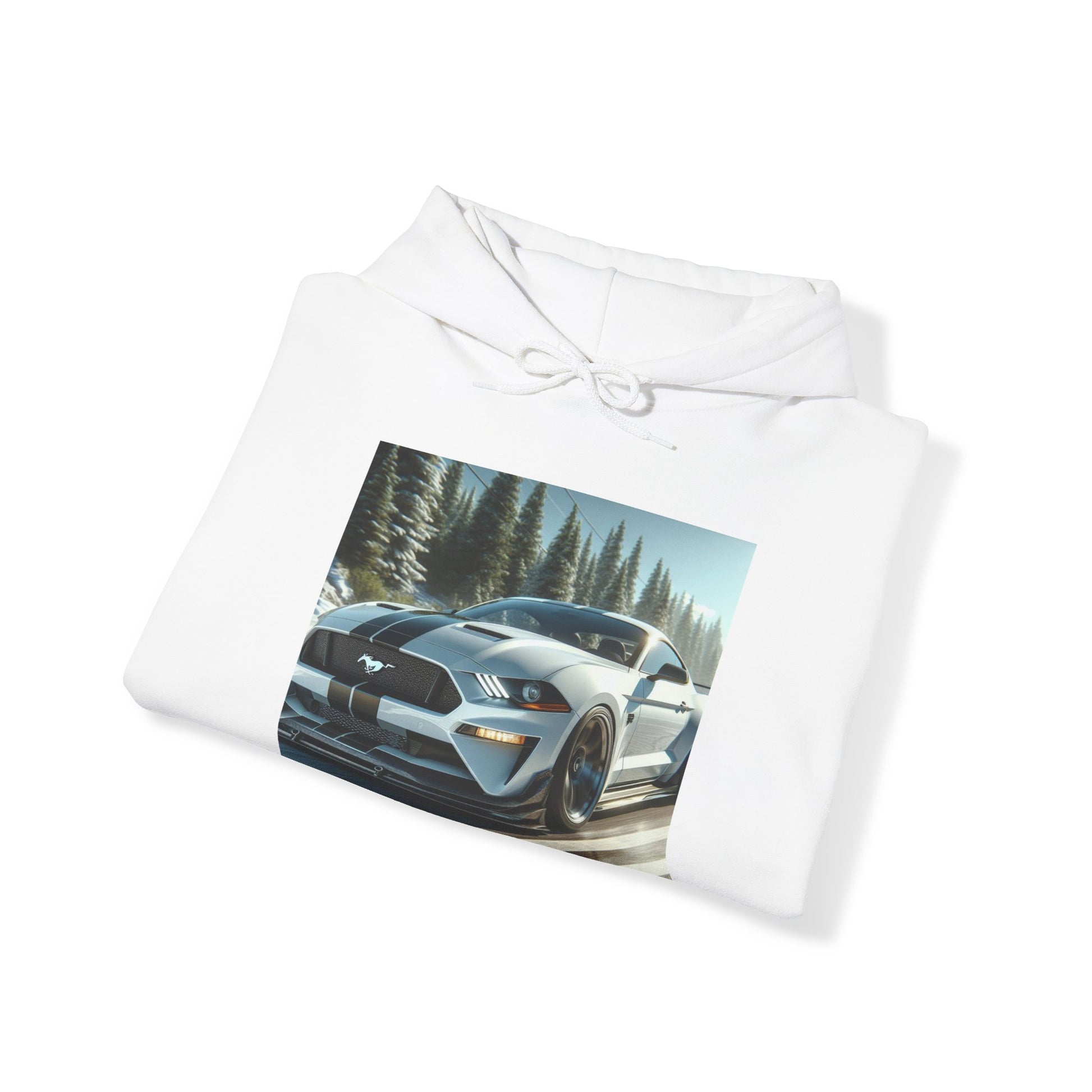 White Mustang Hoodie Hoodie Printify