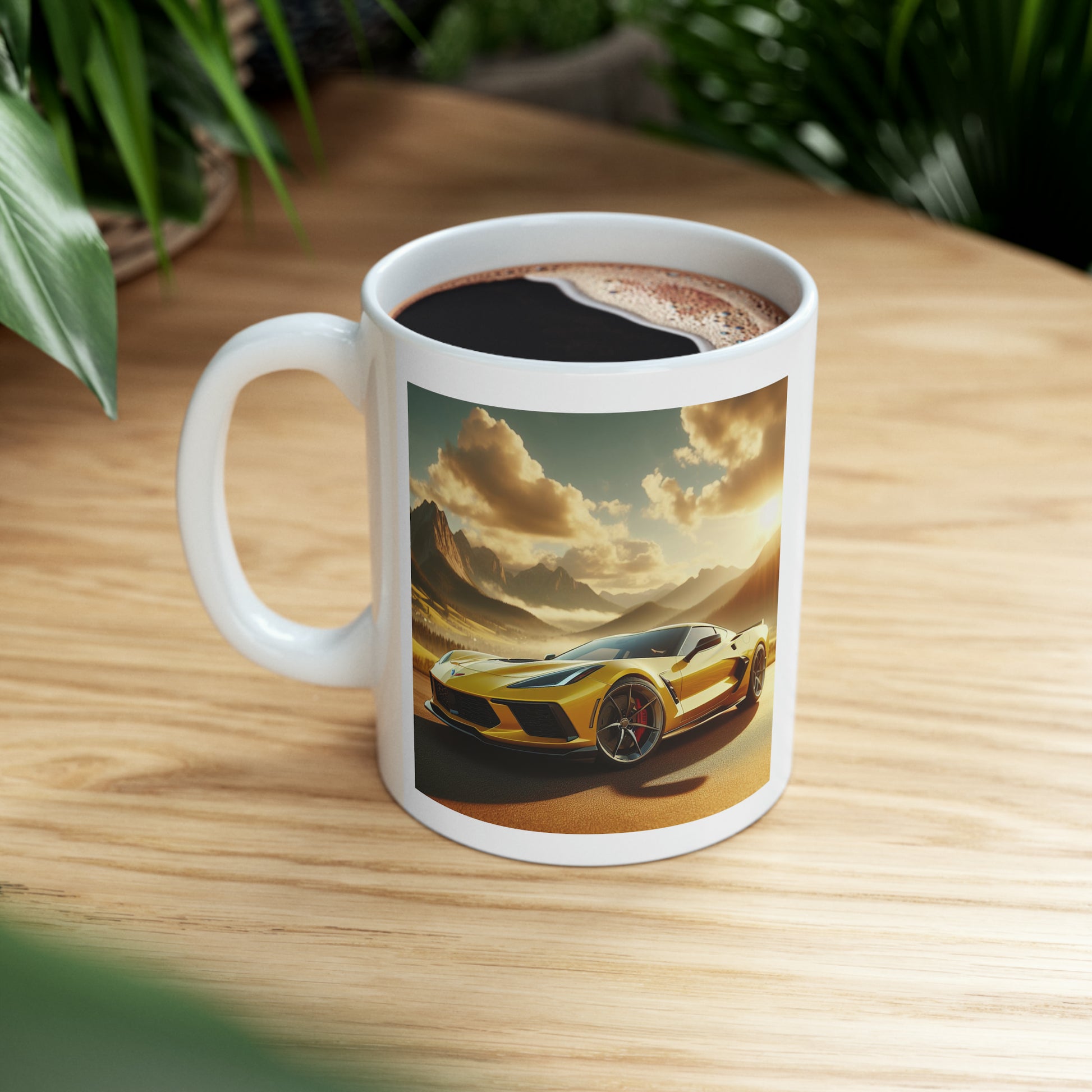 Yellow Corvette Mug Mug Printify