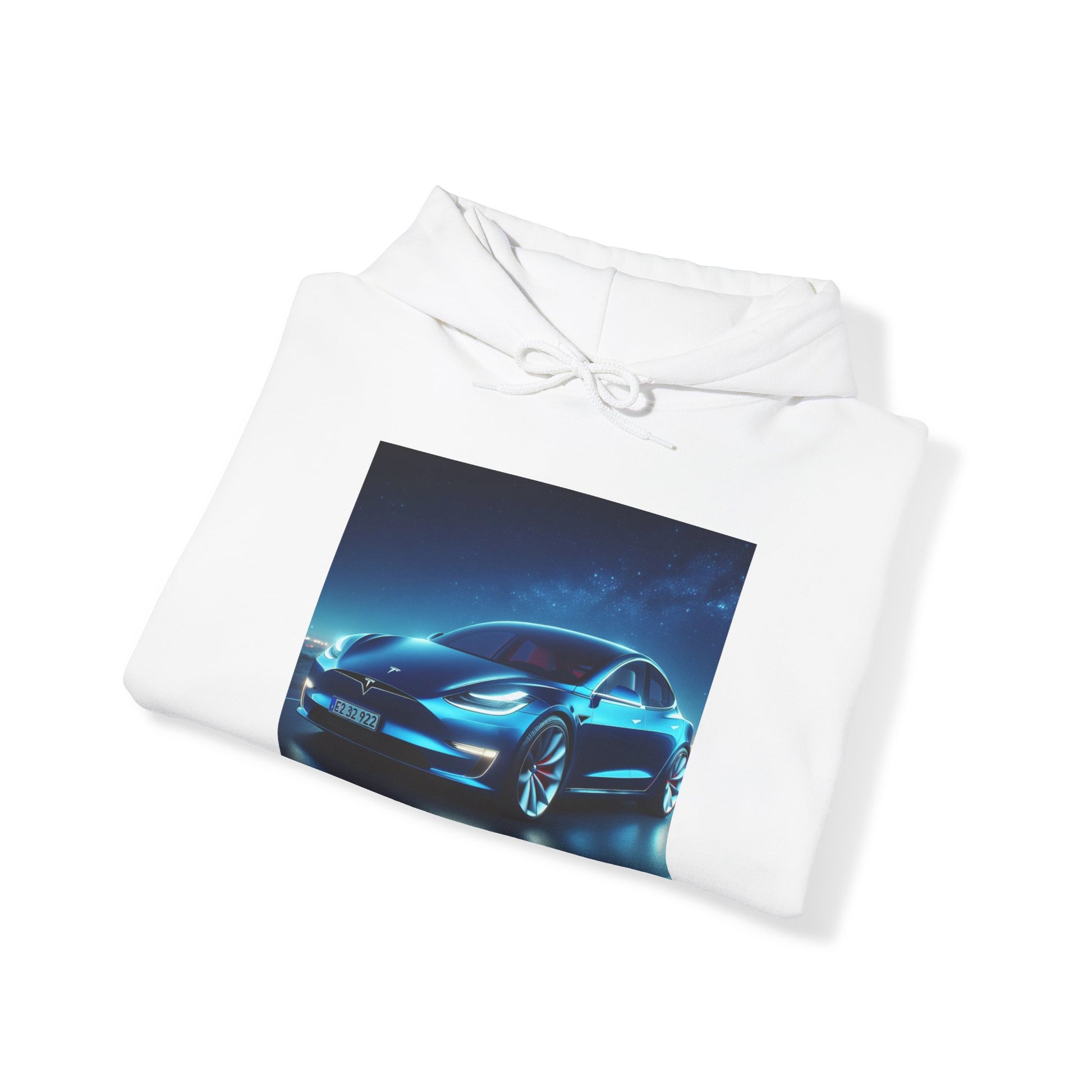Blue Tesla Hoodie Hoodie Printify