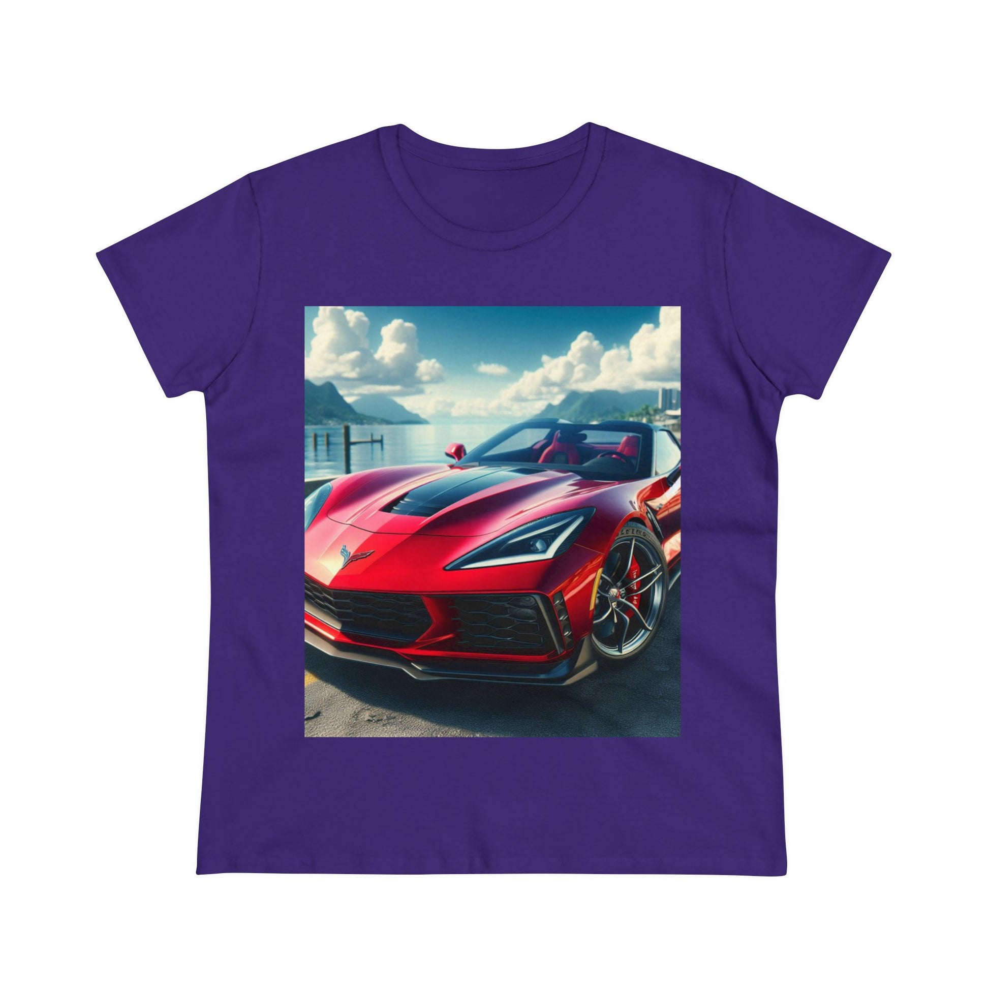 Red Corvette T-Shirt T-Shirt Printify Purple S