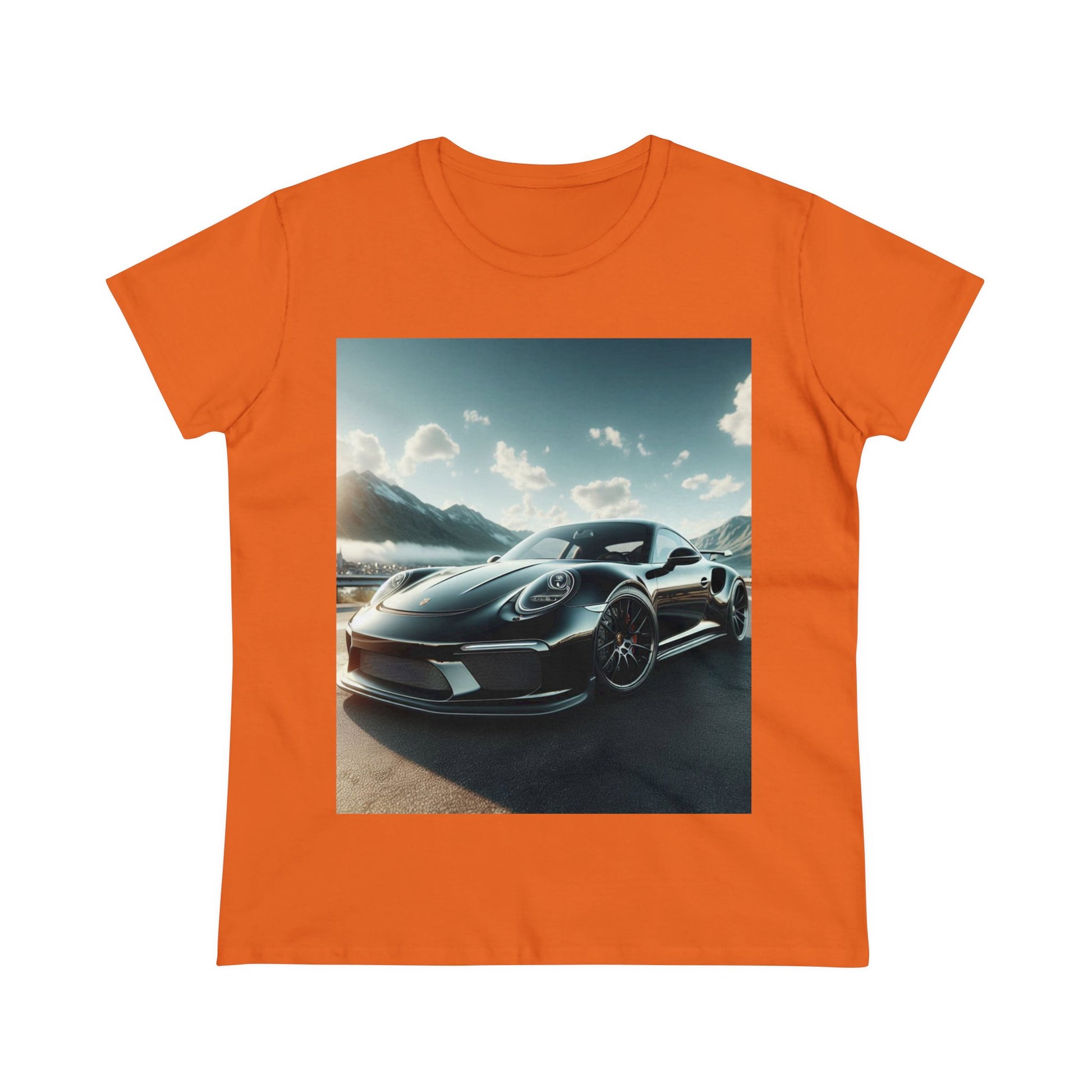 Black Porsche T-Shirt T-Shirt Printify Orange S