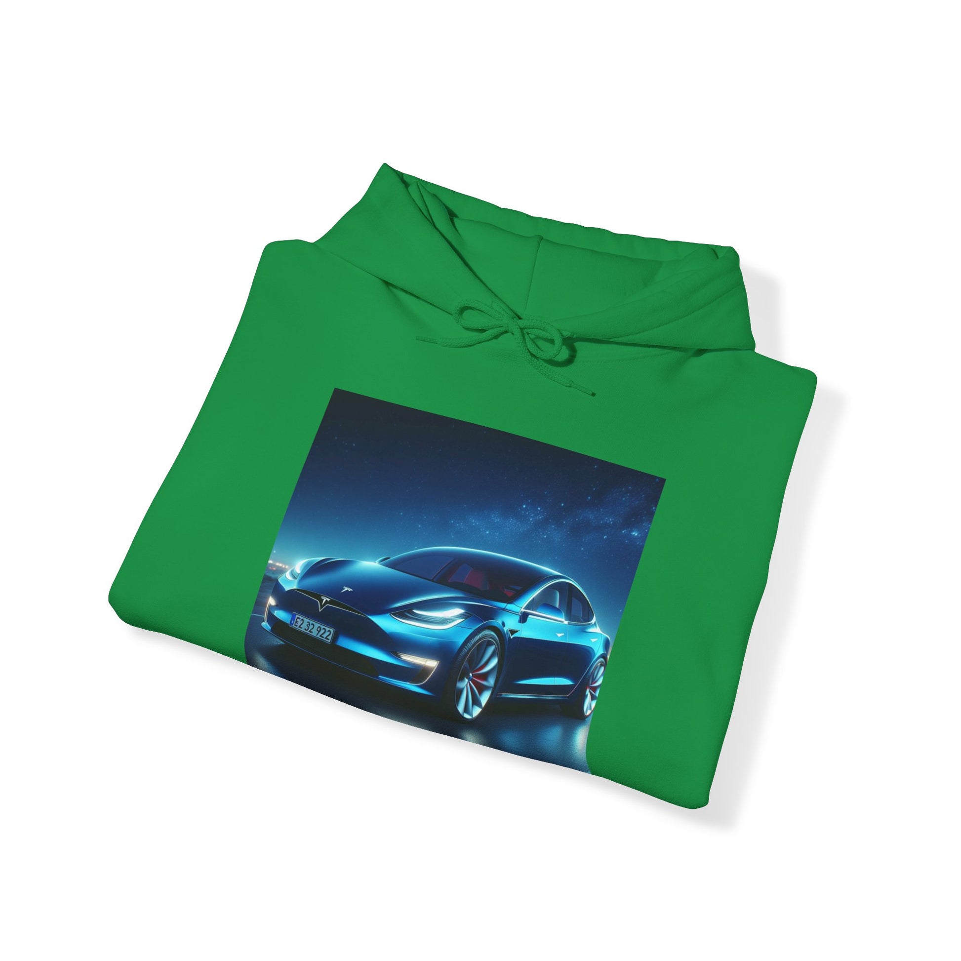 Blue Tesla Hoodie Hoodie Printify