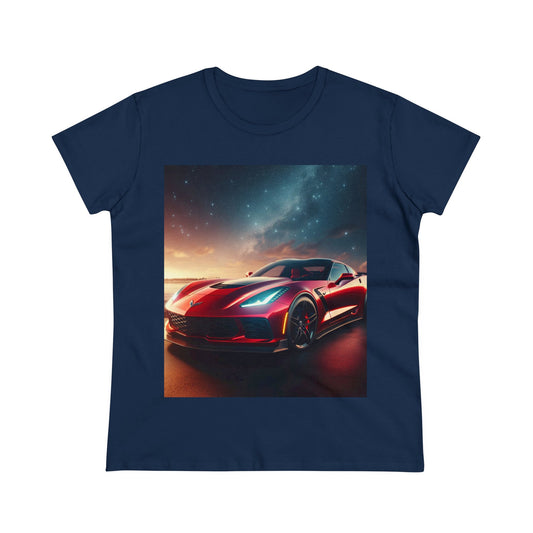 Red Corvette T-Shirt T-Shirt Printify Navy S