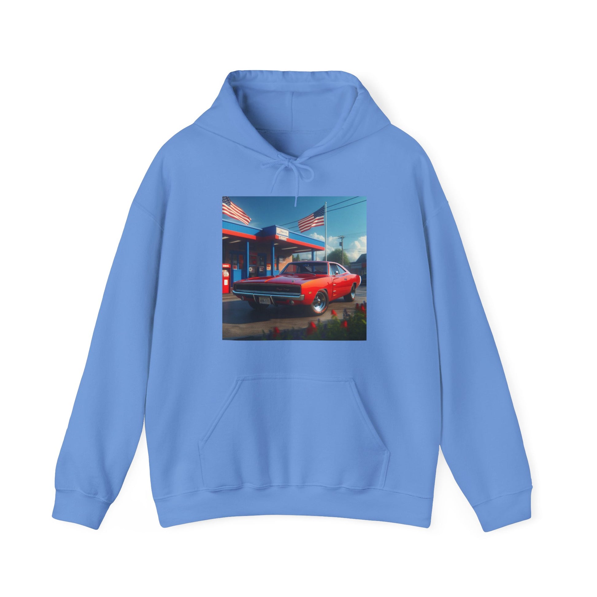 1970 Red Dodge Charger Hoodie Hoodie Printify Carolina Blue S
