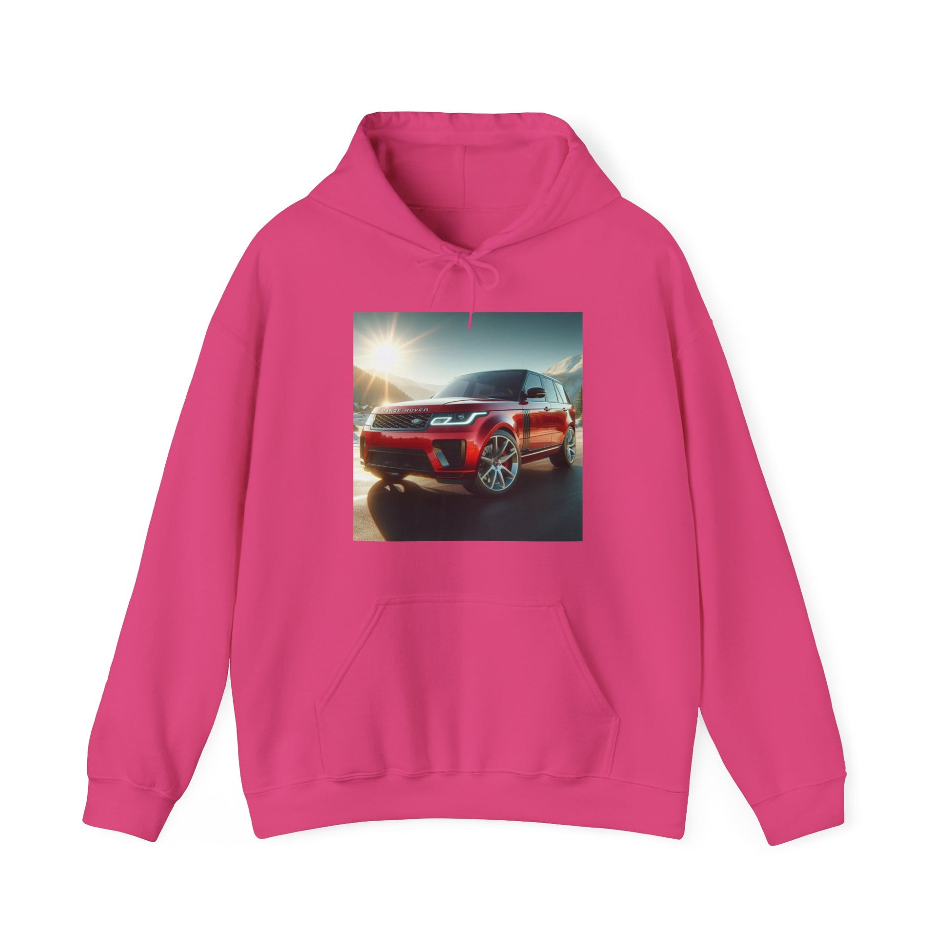 Red Range Rover Hoodie Hoodie Printify Heliconia S