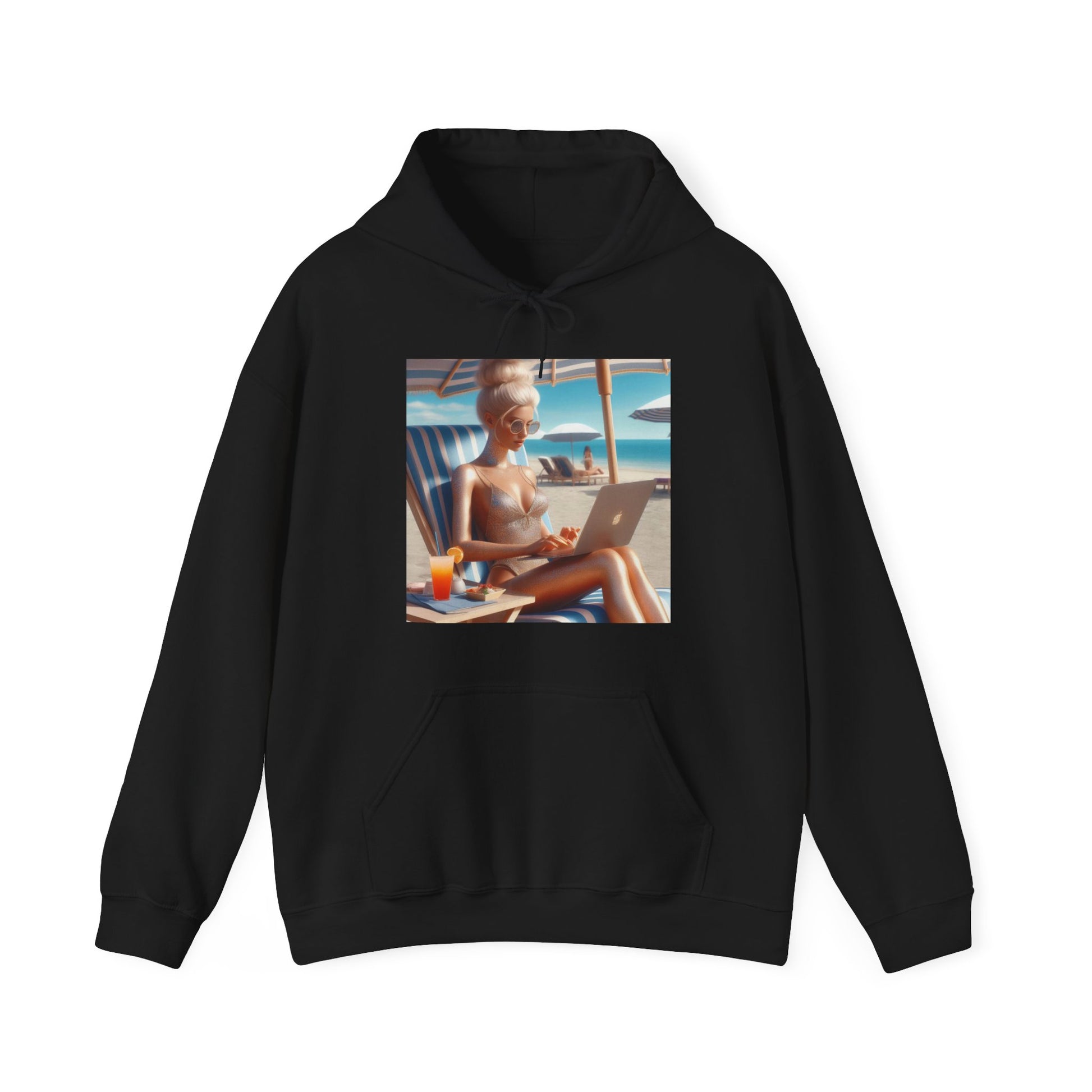 Work Day at the Beach Hoodie Hoodie Printify Black S