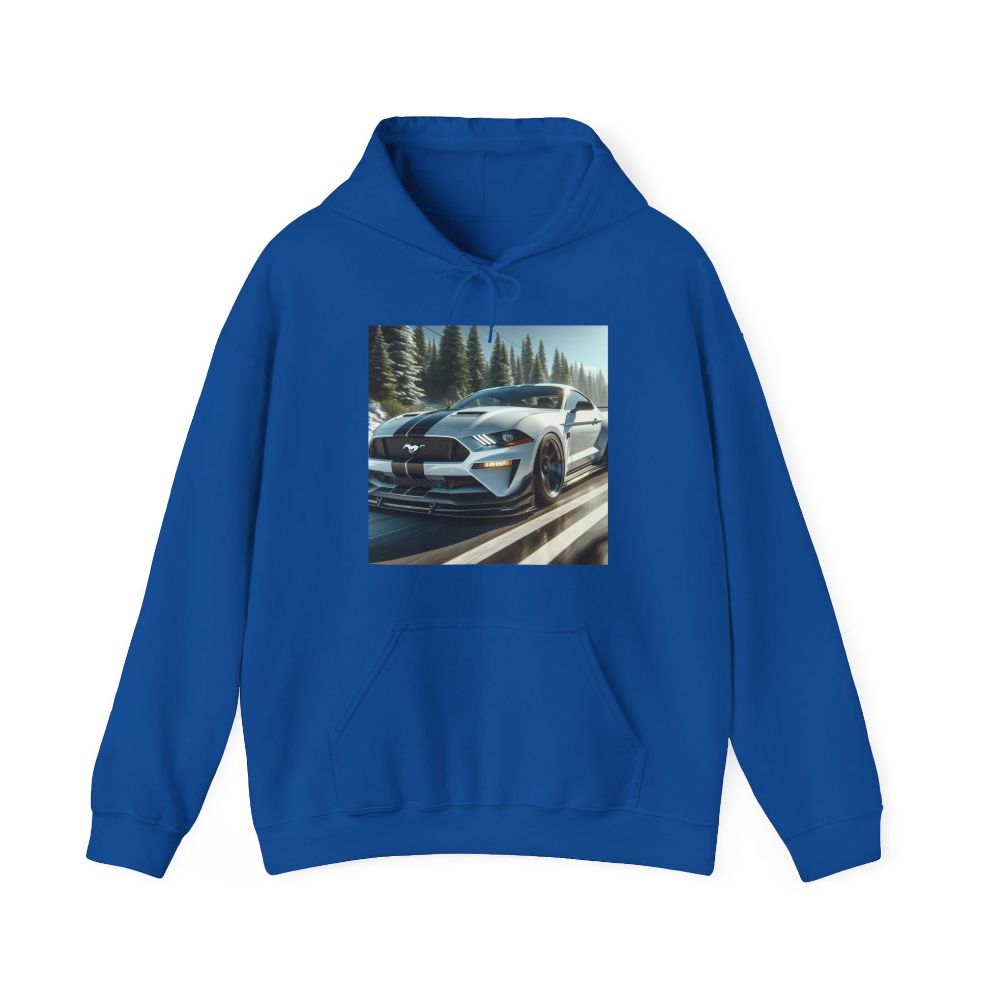 White Mustang Hoodie Hoodie Printify Royal S