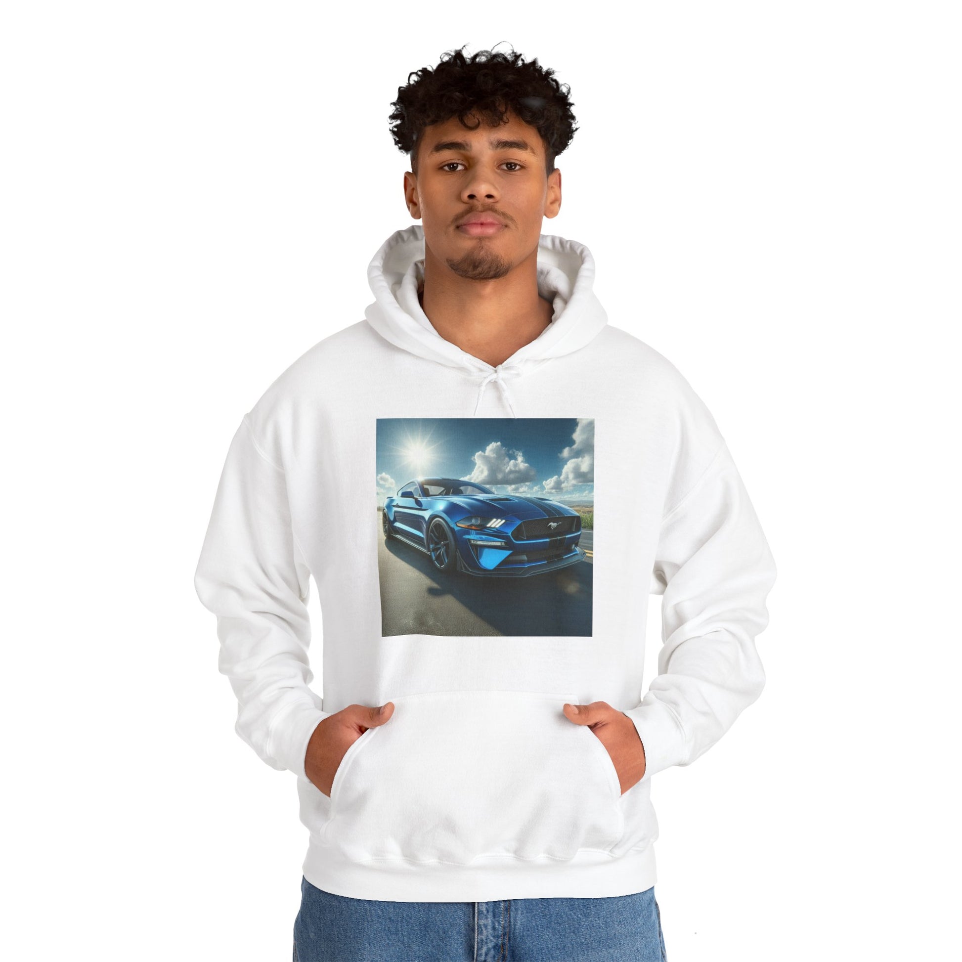 Blue Mustang Hoodie Hoodie Printify