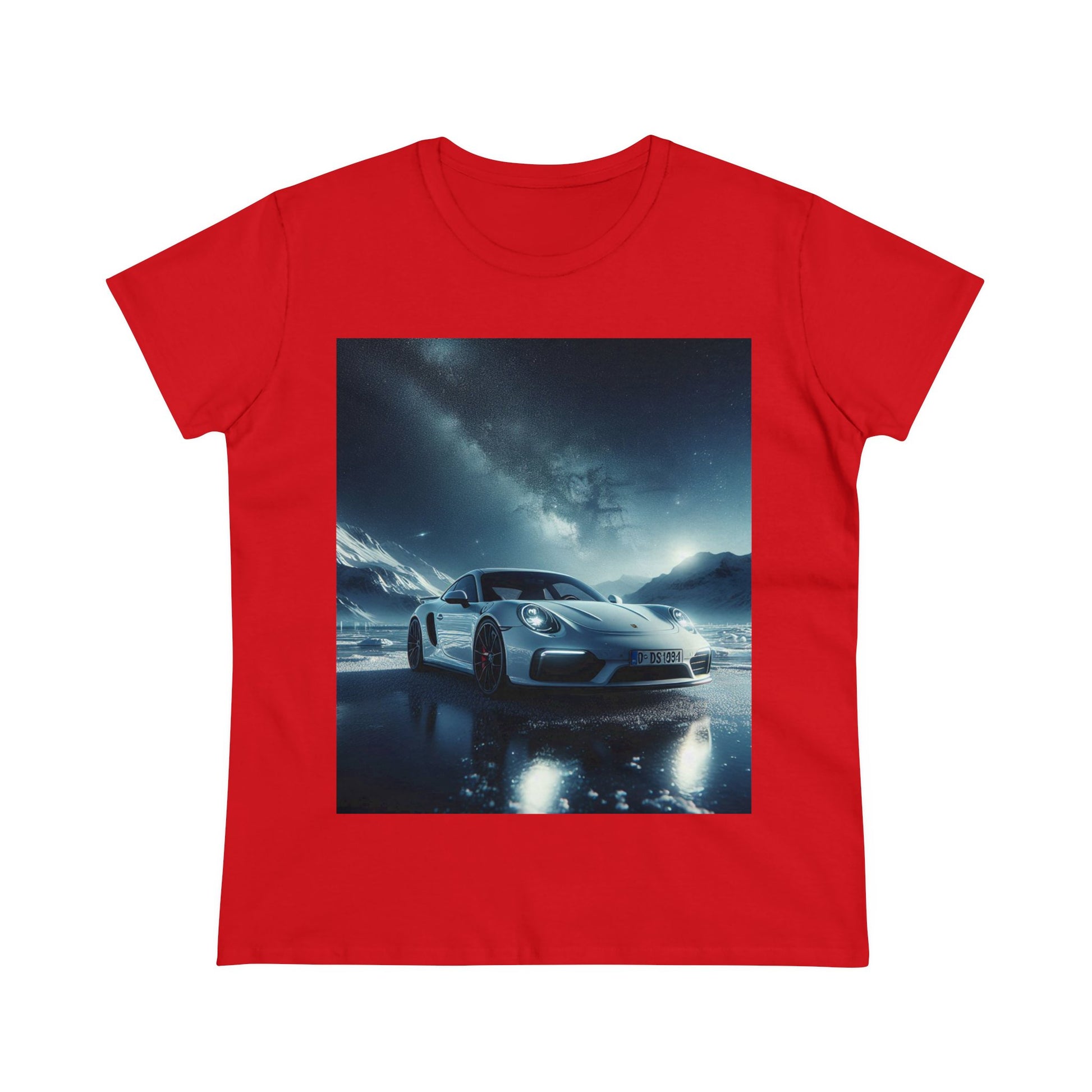 White Porsche T-Shirt T-Shirt Printify Red S