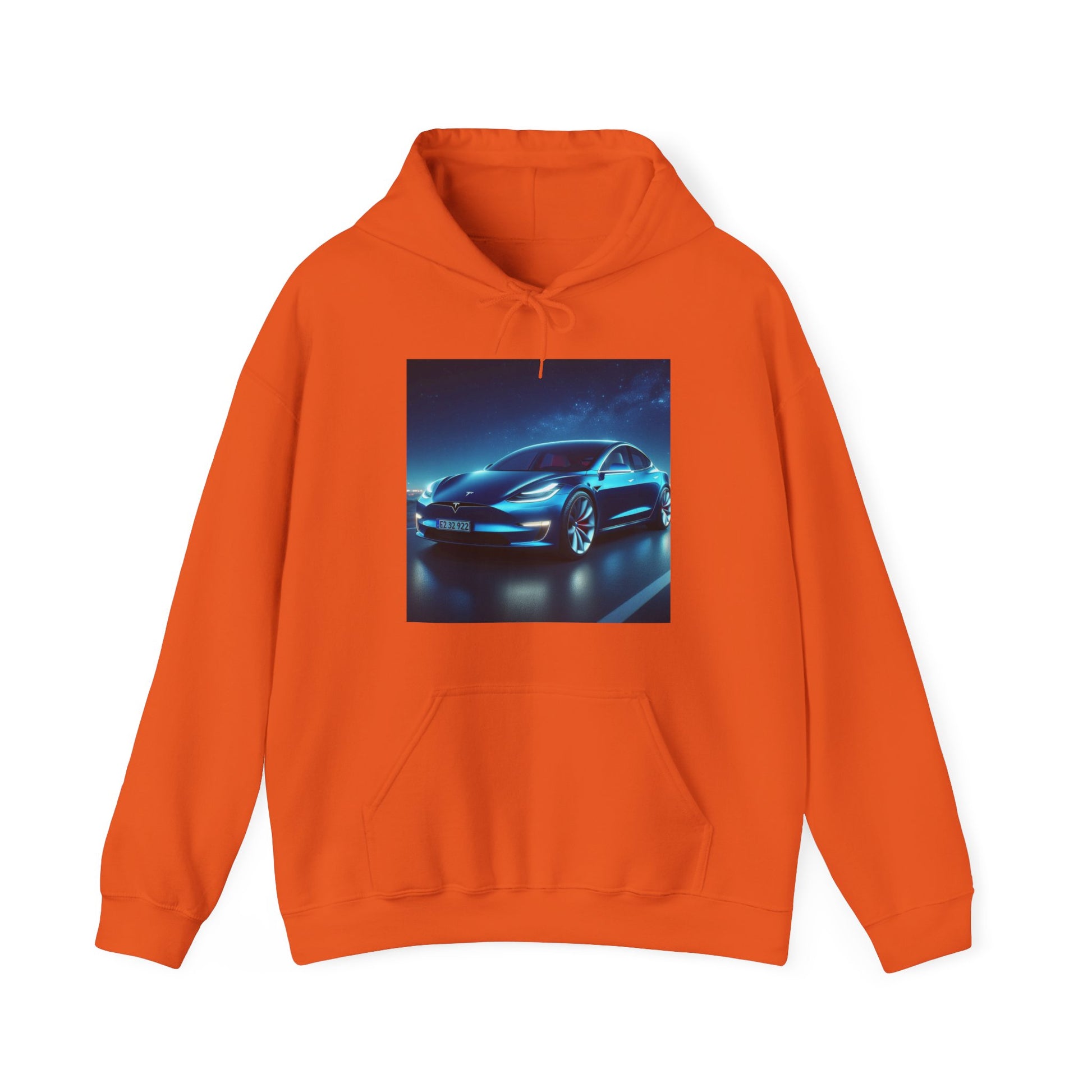 Blue Tesla Hoodie Hoodie Printify Orange S