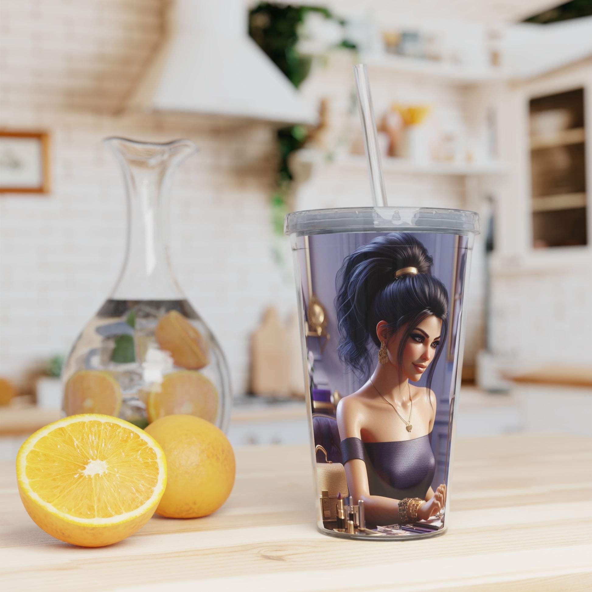 Fashion and Beauty Tumbler with Straw Mug Printify