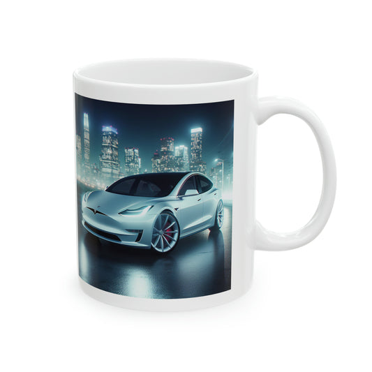White Tesla Mug Mug Printify