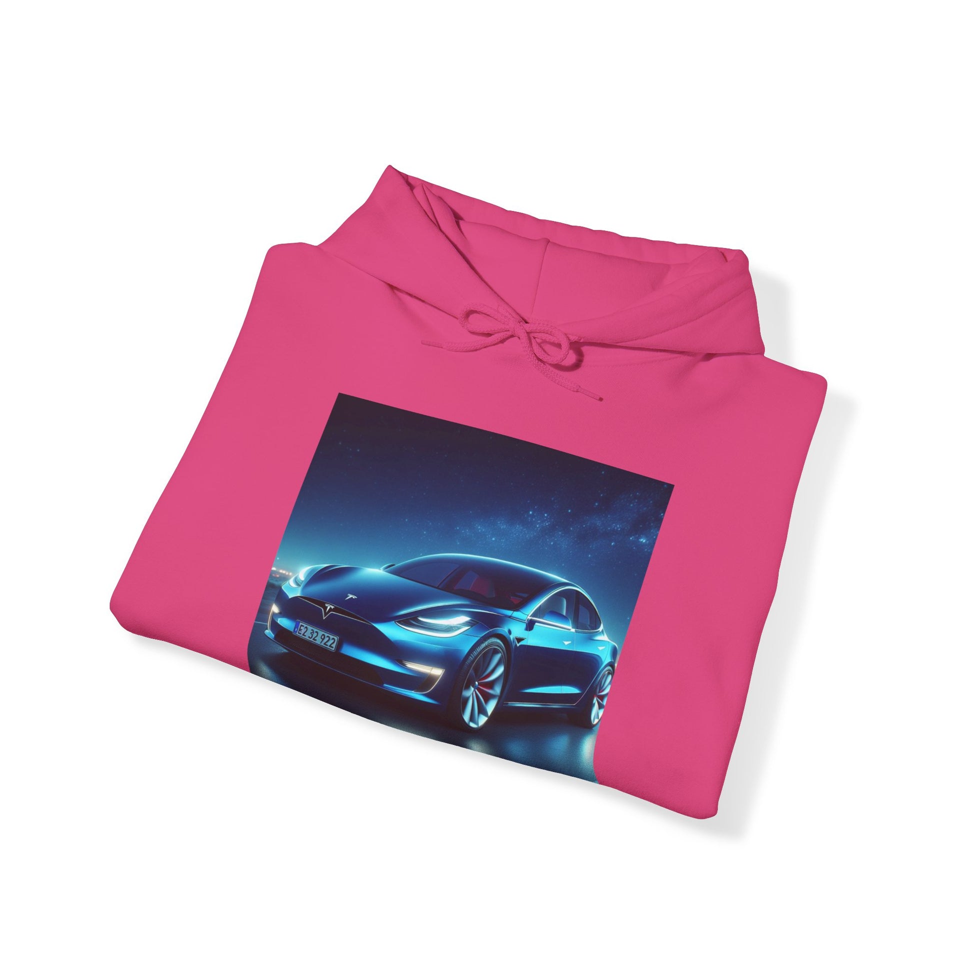Blue Tesla Hoodie Hoodie Printify