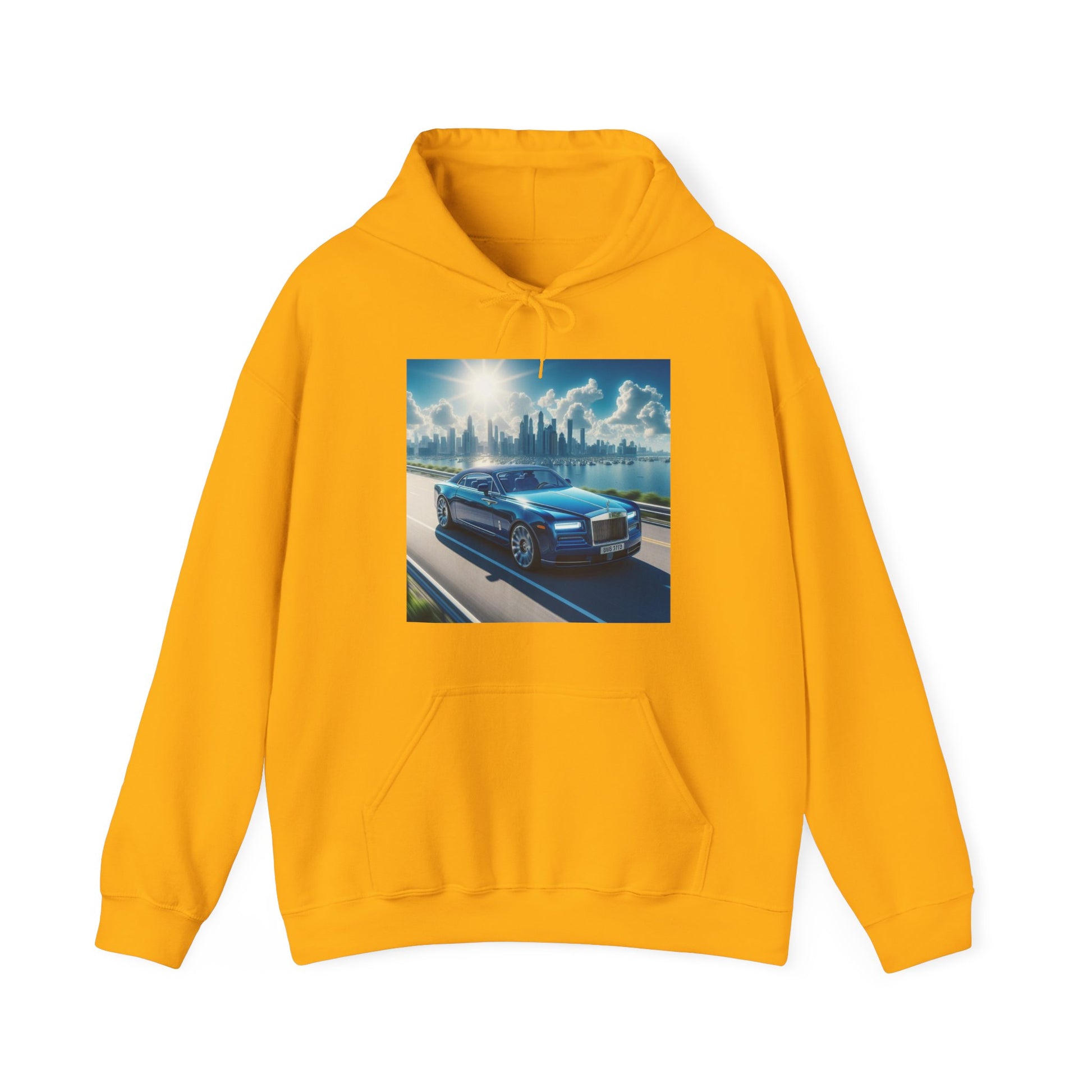Blue Rolls Royce Hoodie Hoodie Printify Gold S