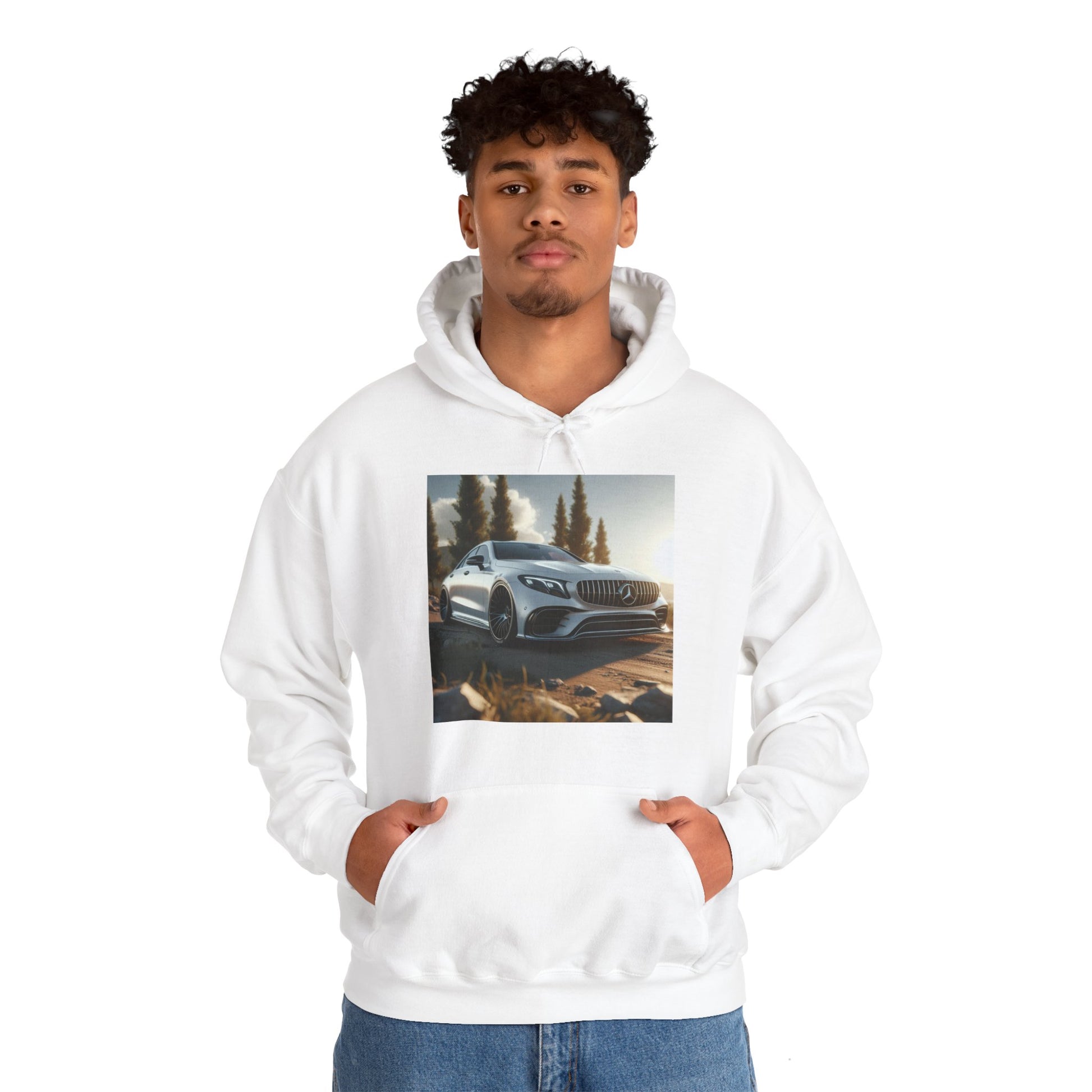 White Mercedes Hoodie Hoodie Printify