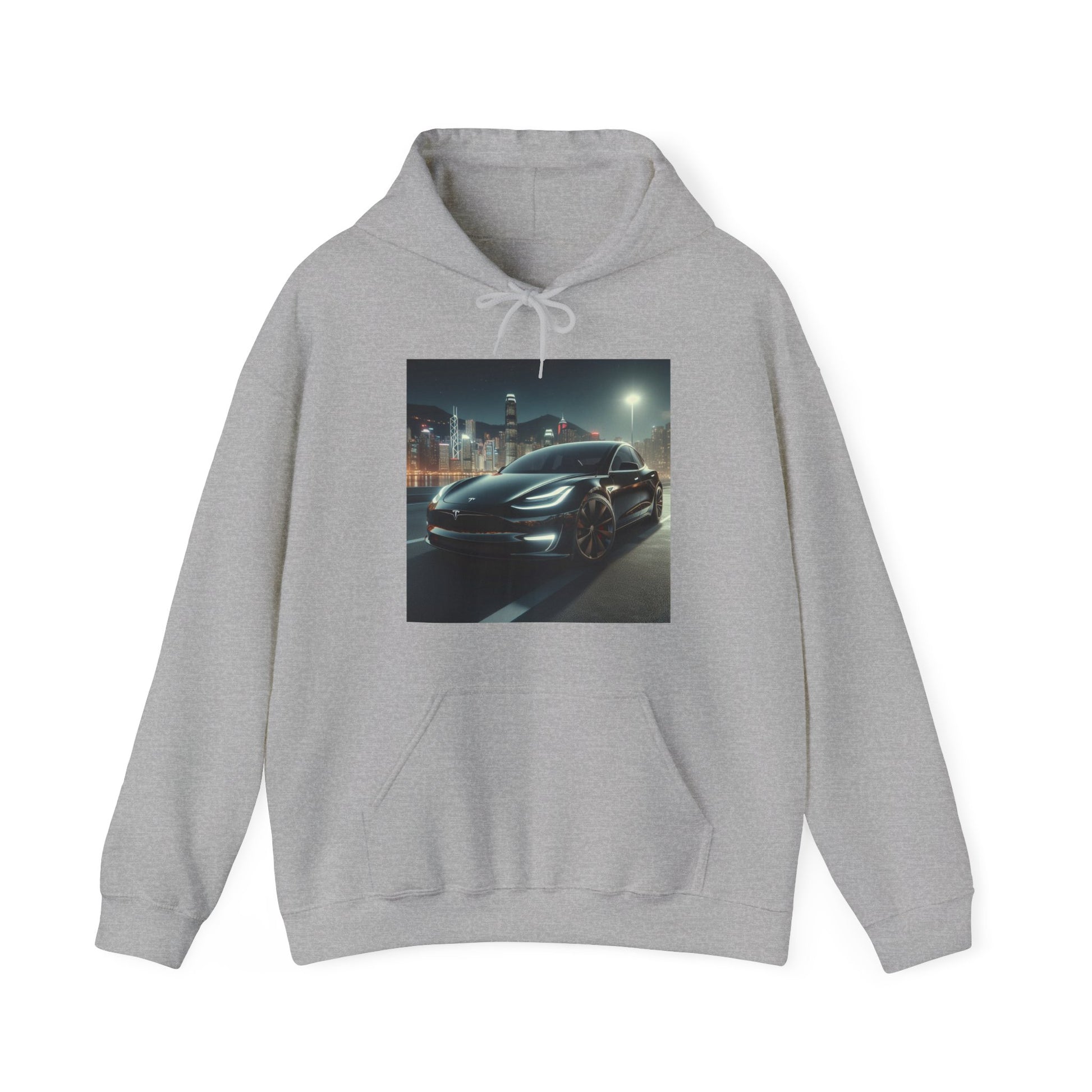 Black Tesla Hoodie Hoodie Printify Sport Grey S