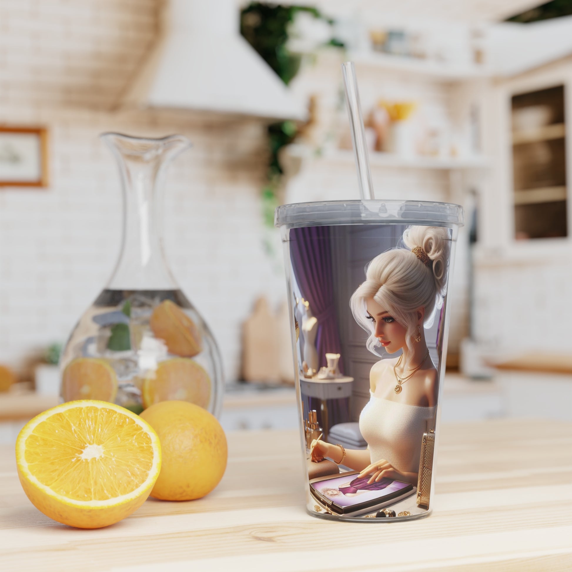 Fashion and Beauty Tumbler with Straw Mug Printify
