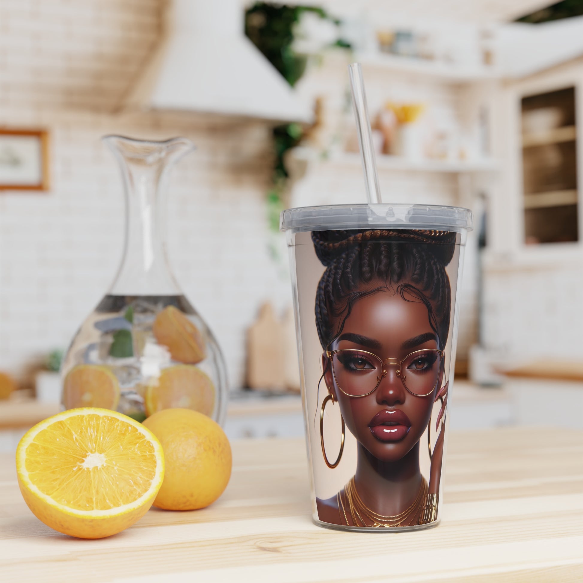 Chocolate Gold Tumbler with Straw Mug Printify