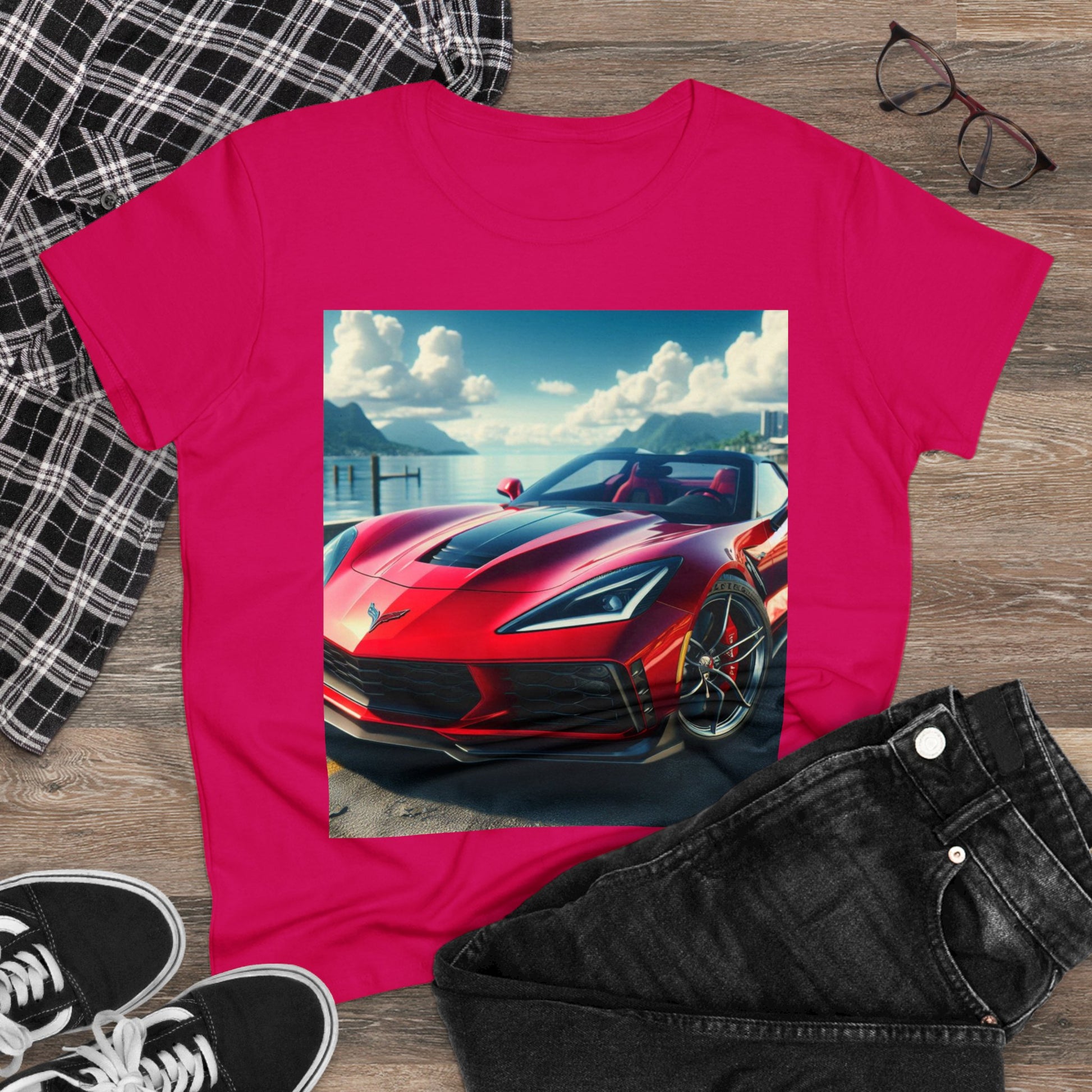 Red Corvette T-Shirt T-Shirt Printify