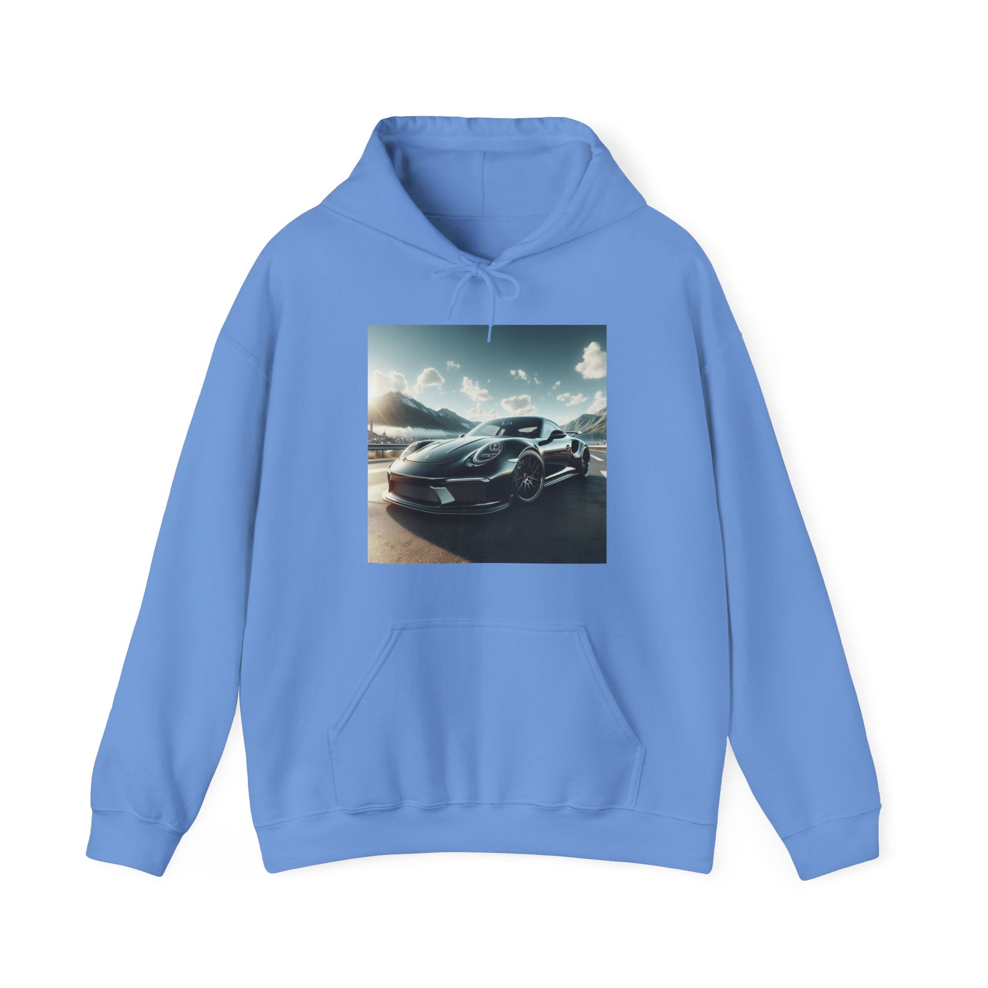 Black Porsche Hoodie Hoodie Printify Carolina Blue S