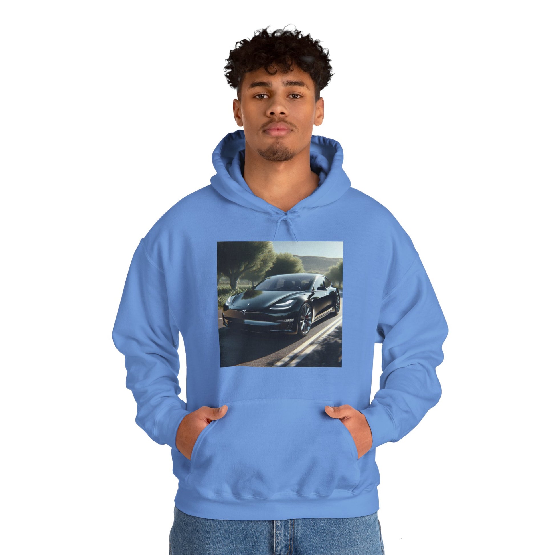 Black Tesla Hoodie Hoodie Printify
