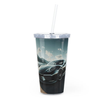 Black Porsche Tumbler with Straw Mug Printify 20oz Transparent