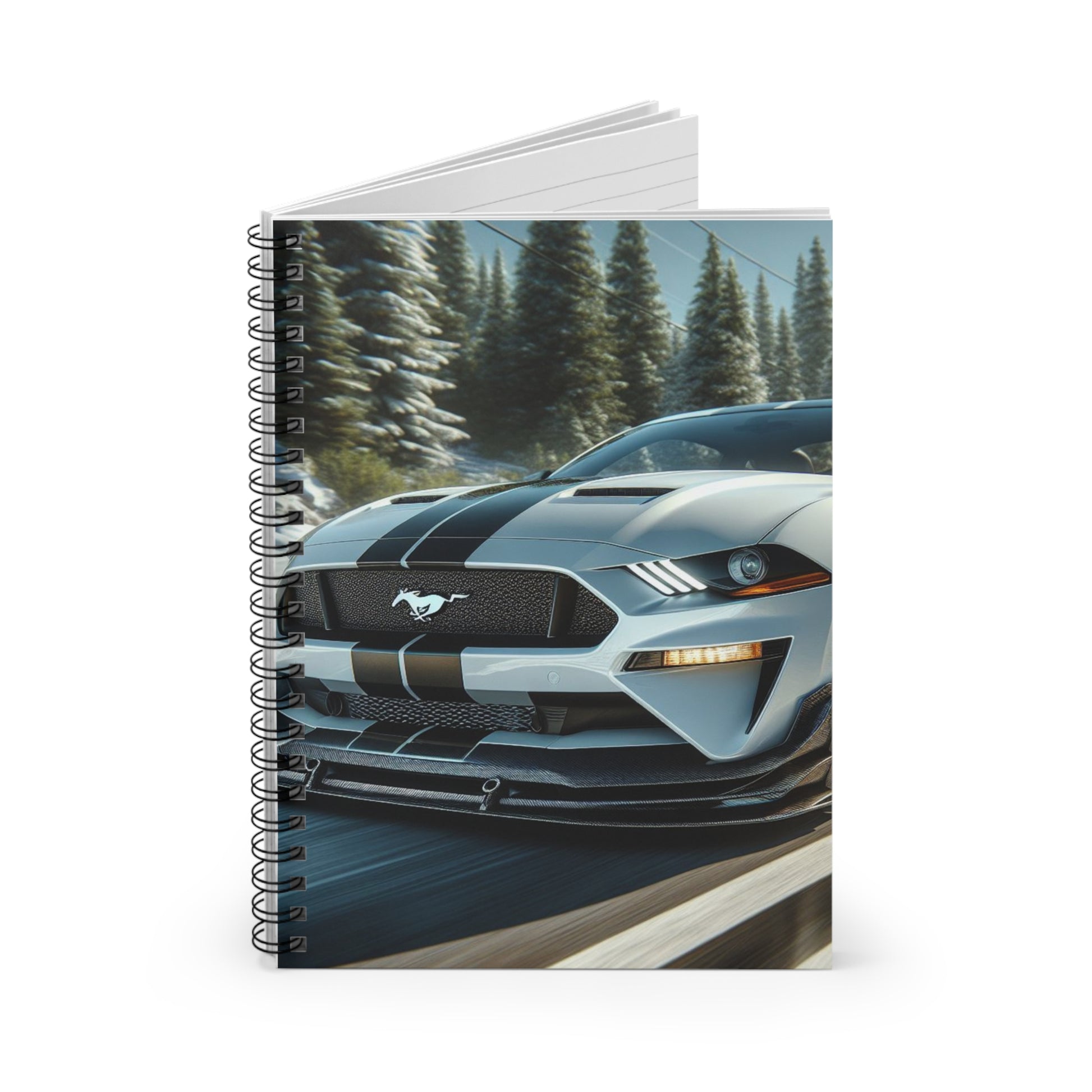 White Mustang Spiral Notebook Paper products Printify