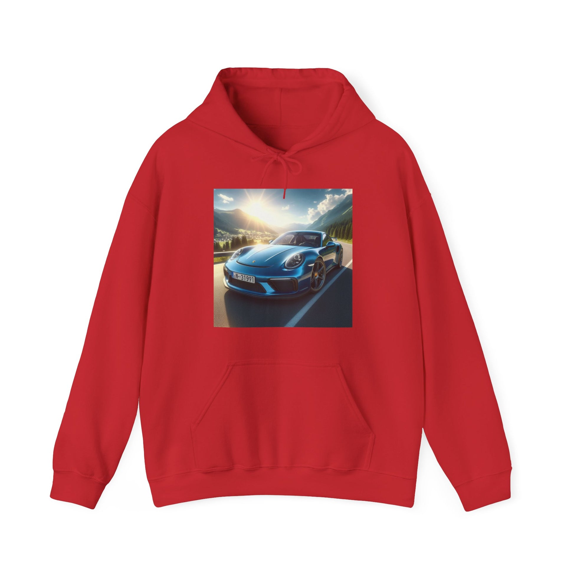 Blue Porsche Hoodie Hoodie Printify Red S