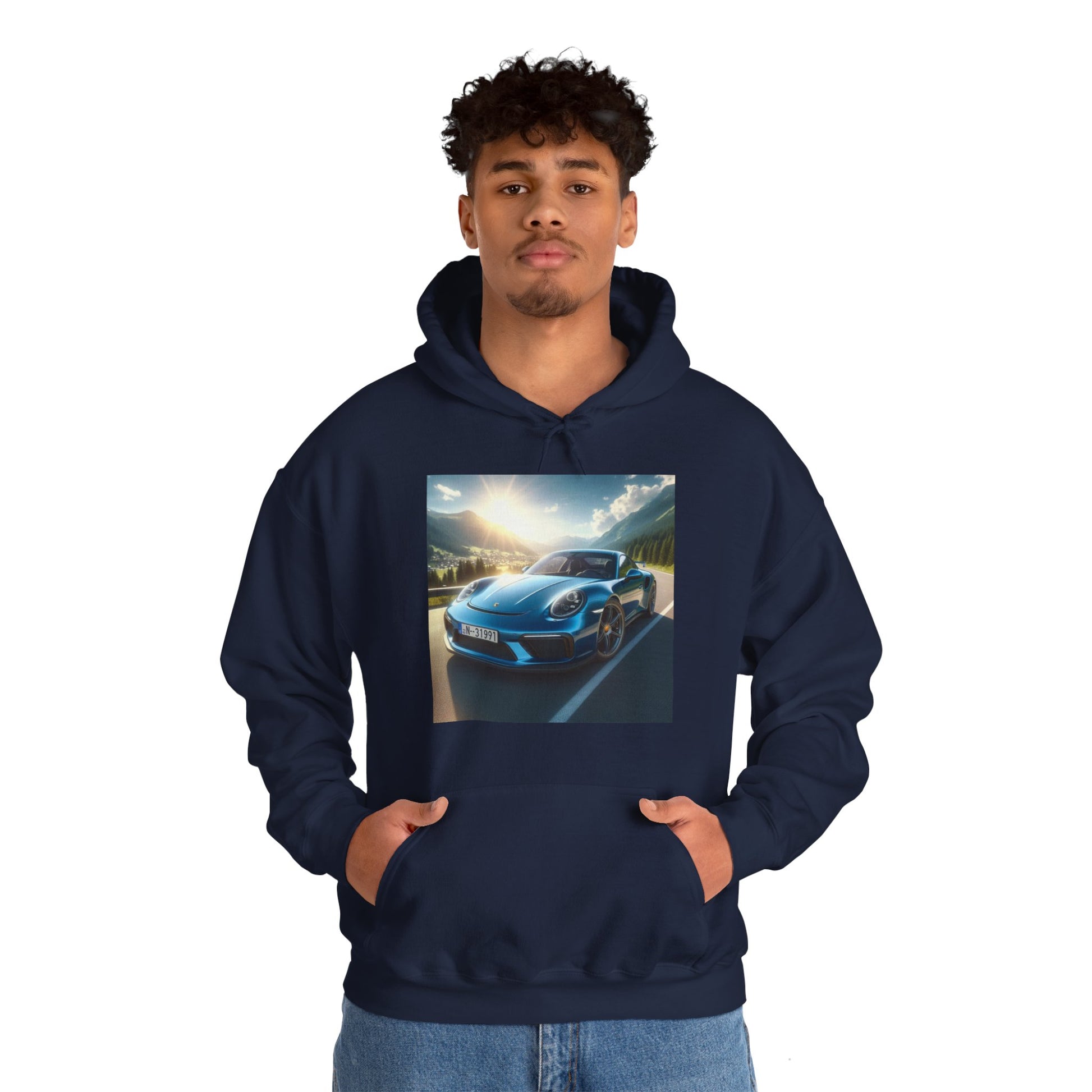 Blue Porsche Hoodie Hoodie Printify